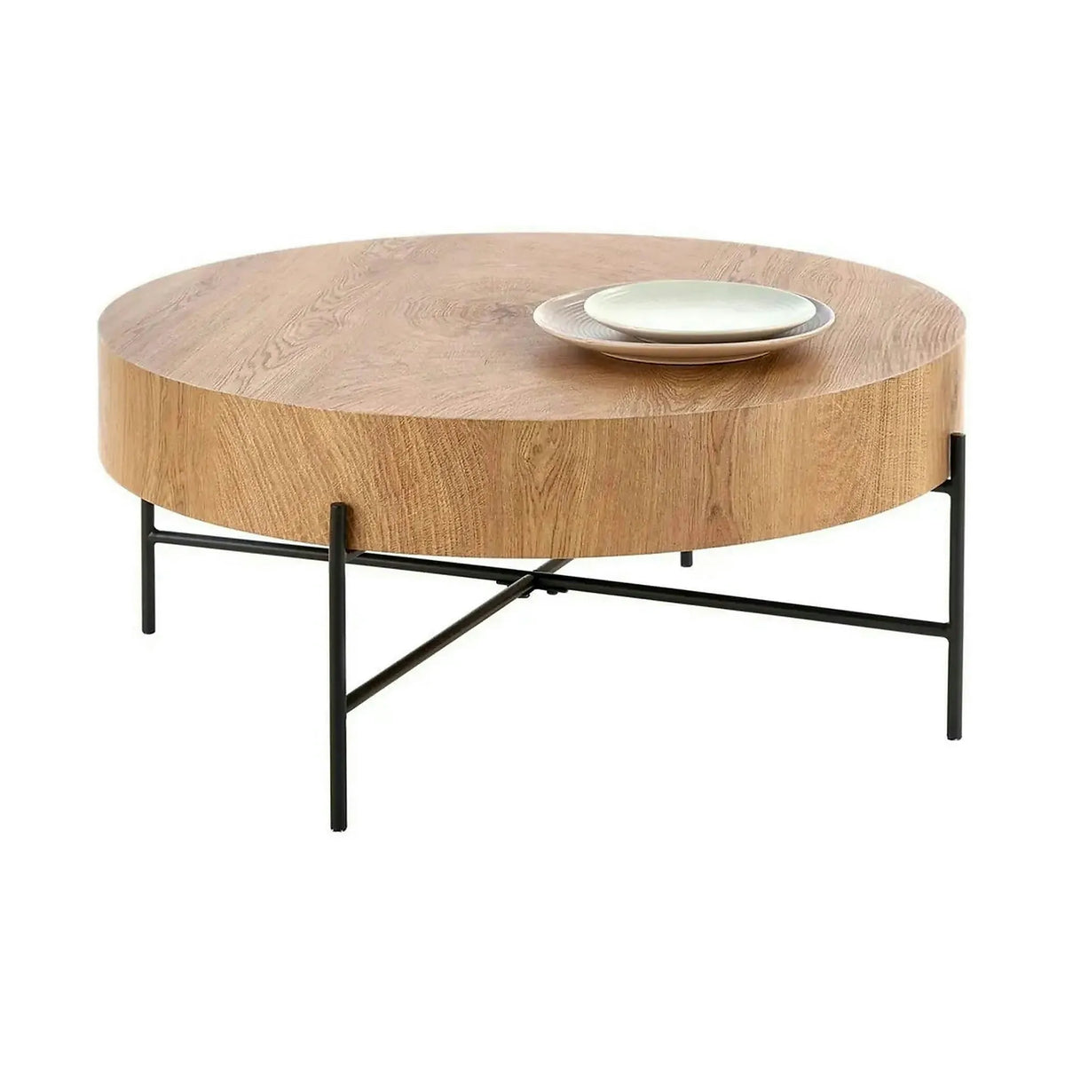 Masuta cafea BROOKLYN, stejar natural/negru, 80x80x37 cm