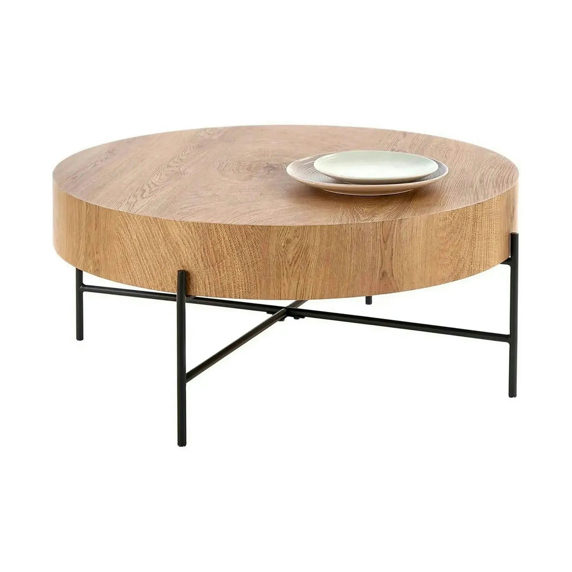 Masuta cafea BROOKLYN, stejar natural/negru, 80x80x37 cm