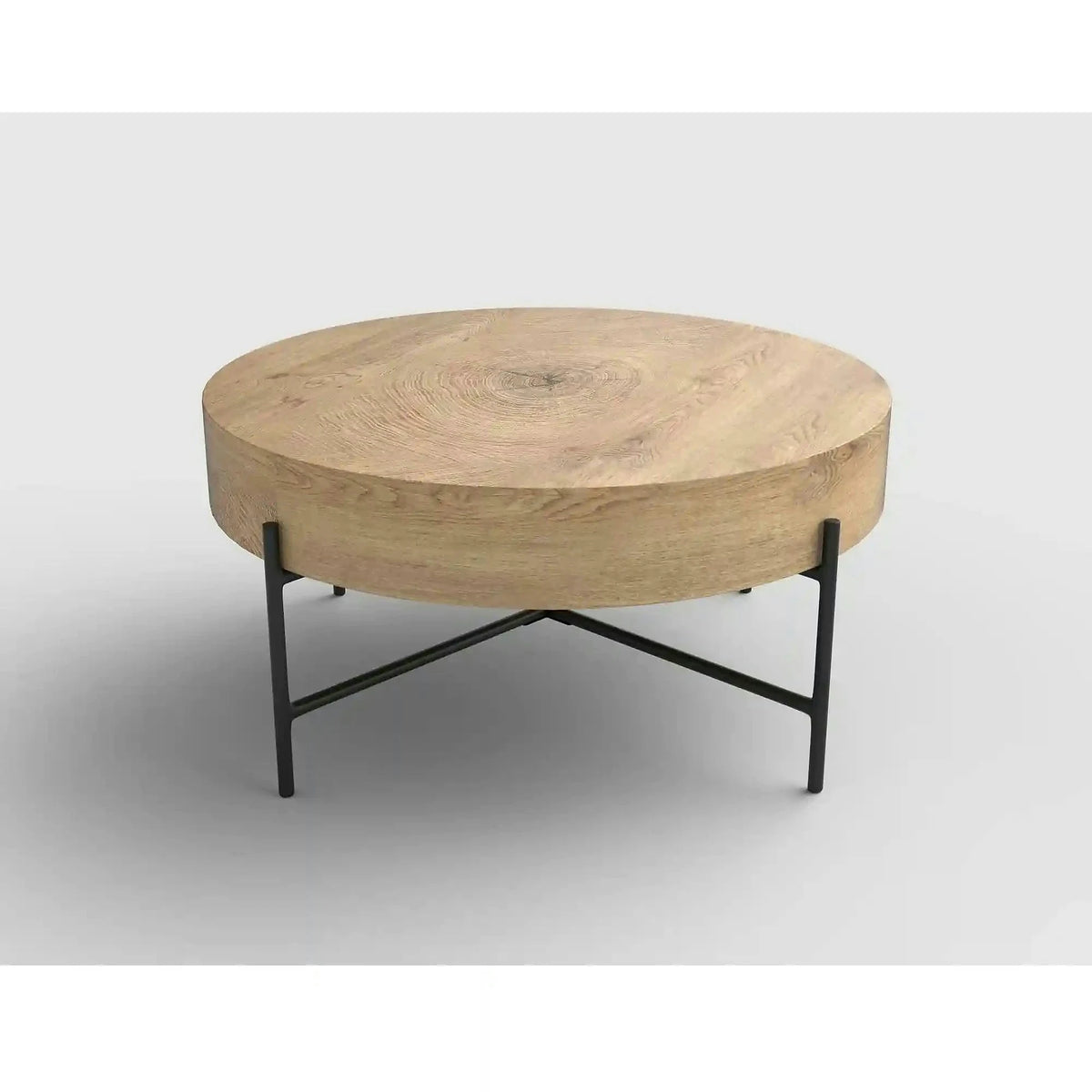 Masuta cafea BROOKLYN, stejar natural/negru, 80x80x37 cm