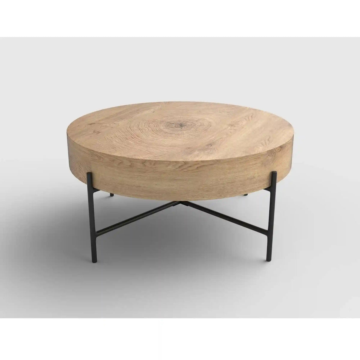Masuta cafea BROOKLYN, stejar natural/negru, 80x80x37 cm