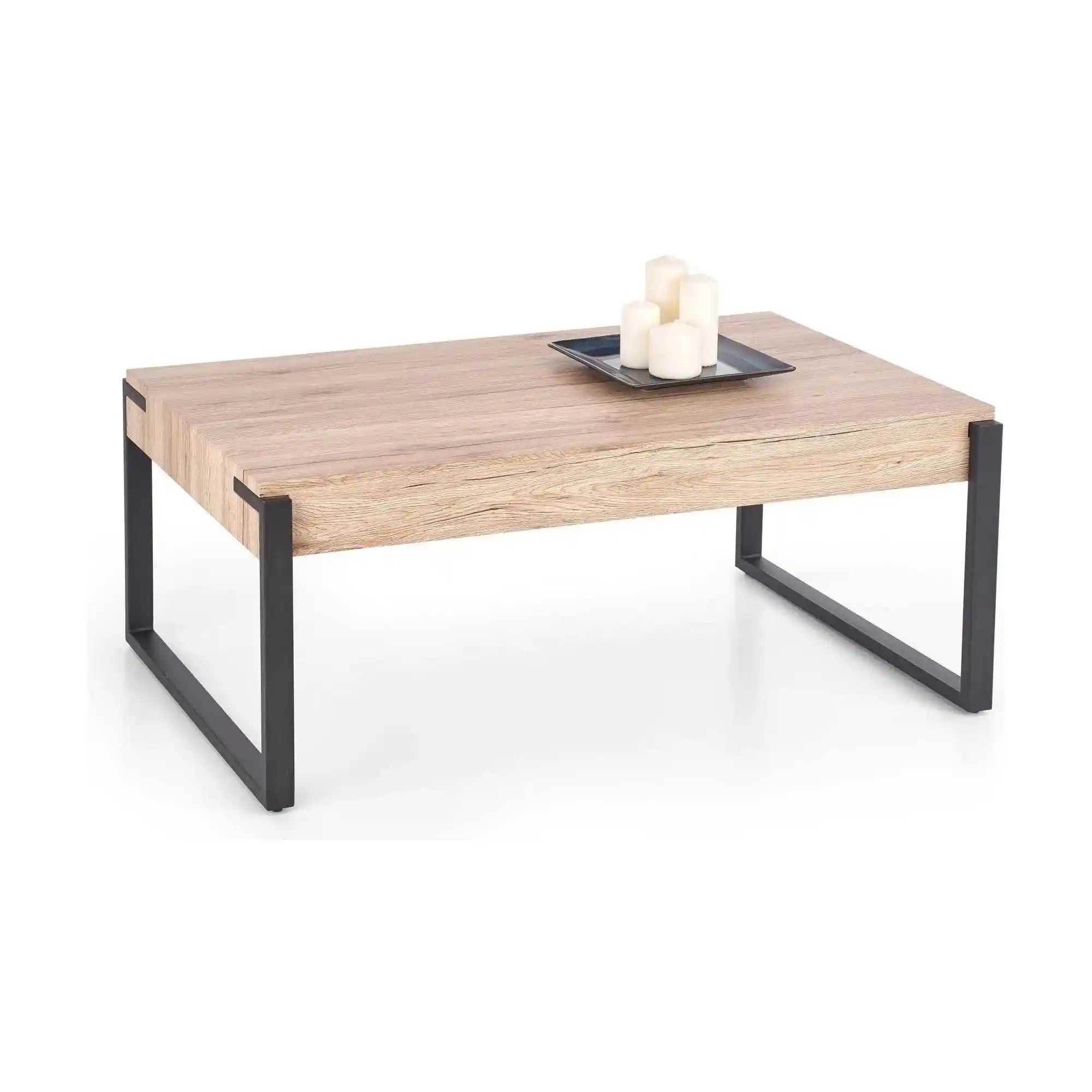 Masuta cafea CAPRI, stejar San Remo/negru, 110x64x42 cm