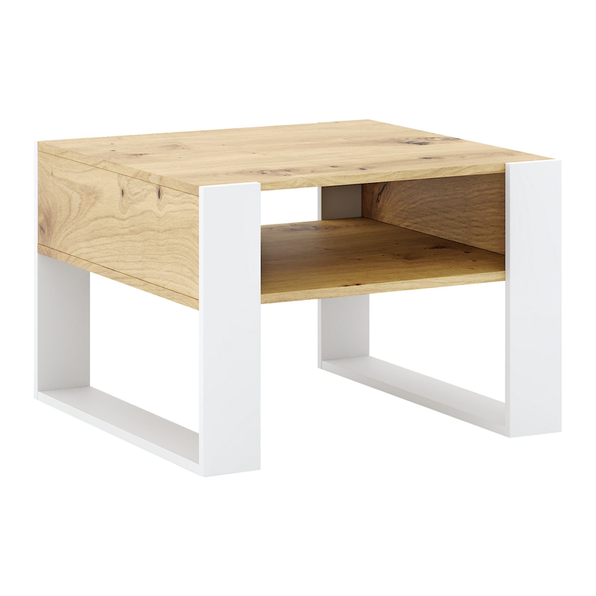 Masuta cafea CARA 2, stejar artisan/alb, DTD laminat, 67x68x45 cm