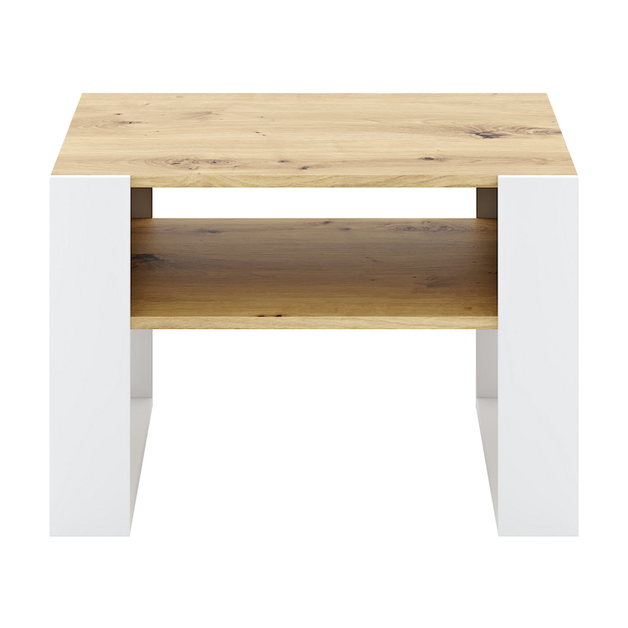 Masuta cafea CARA 2, stejar artisan/alb, DTD laminat, 67x68x45 cm