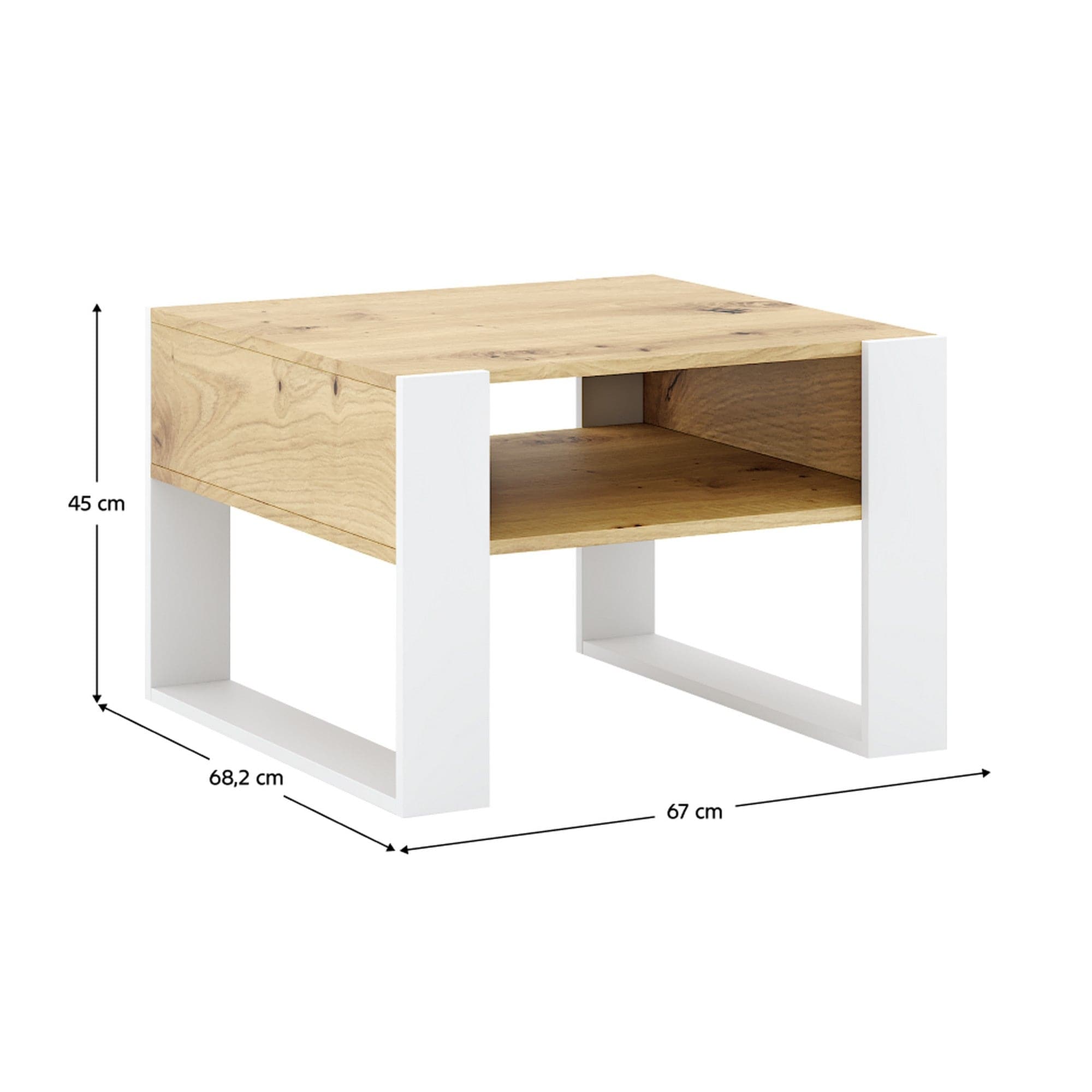 Masuta cafea CARA 2, stejar artisan/alb, DTD laminat, 67x68x45 cm