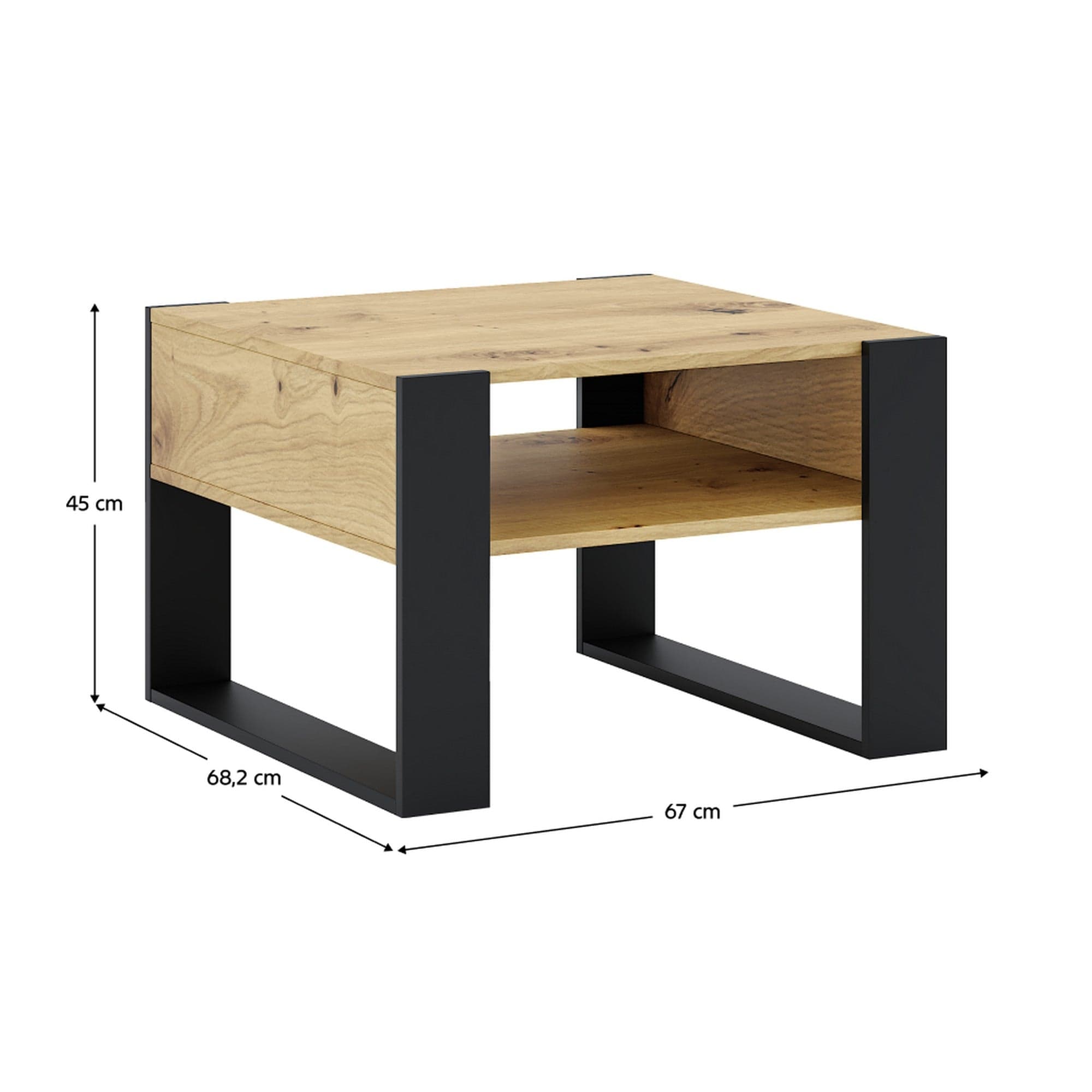Masuta cafea CARA 2, stejar artisan/negru, DTD laminat, 67x68x45 cm