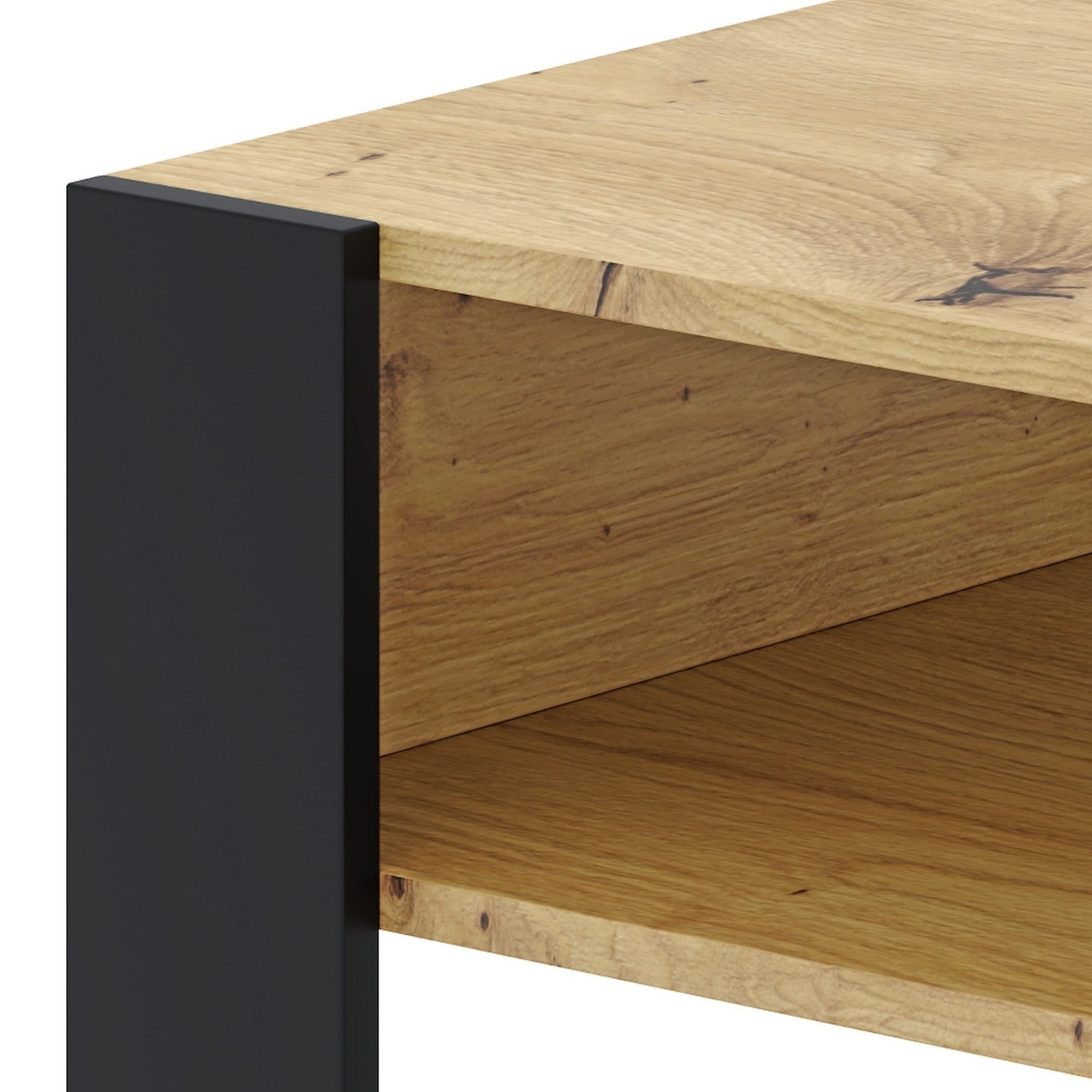Masuta cafea CARA 2, stejar artisan/negru, DTD laminat, 67x68x45 cm