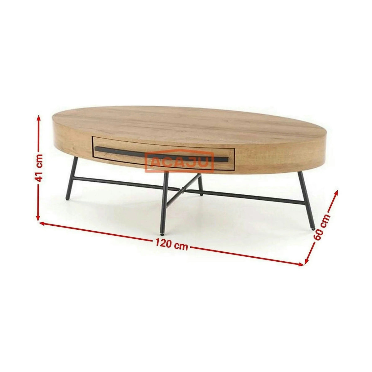 Masuta cafea CAROLINA, stejar auriu/negru, 120x60x41 cm