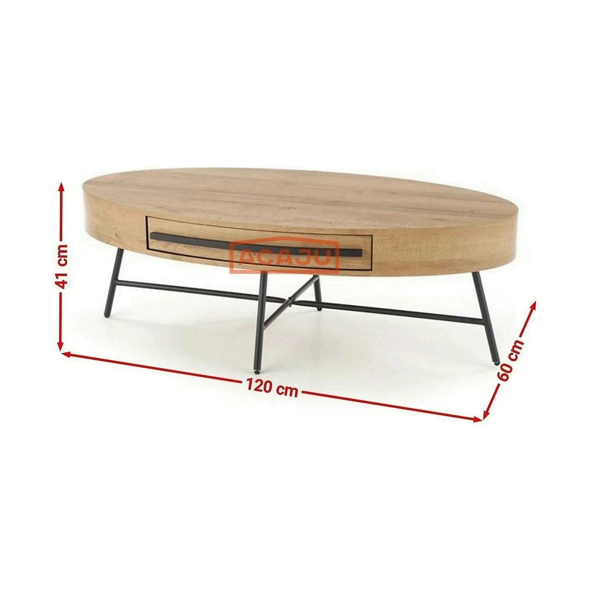 Masuta cafea CAROLINA, stejar auriu/negru, 120x60x41 cm