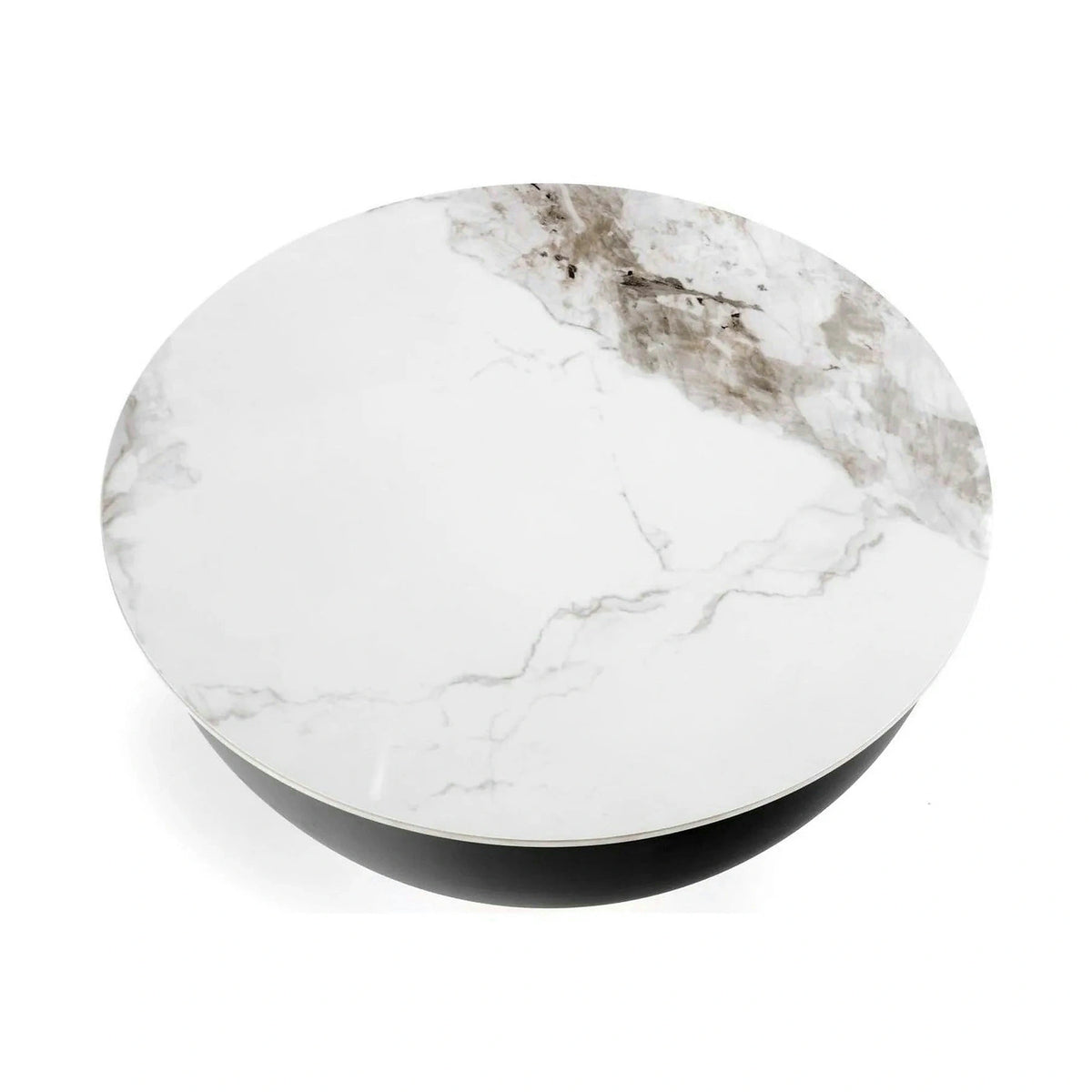 Masuta cafea CECILIA, alb cu efect de marmura/gri/auriu, ceramica/otel, 73x73x37 cm
