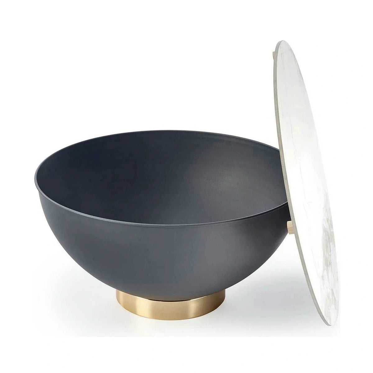 Masuta cafea CECILIA, alb cu efect de marmura/gri/auriu, ceramica/otel, 73x73x37 cm
