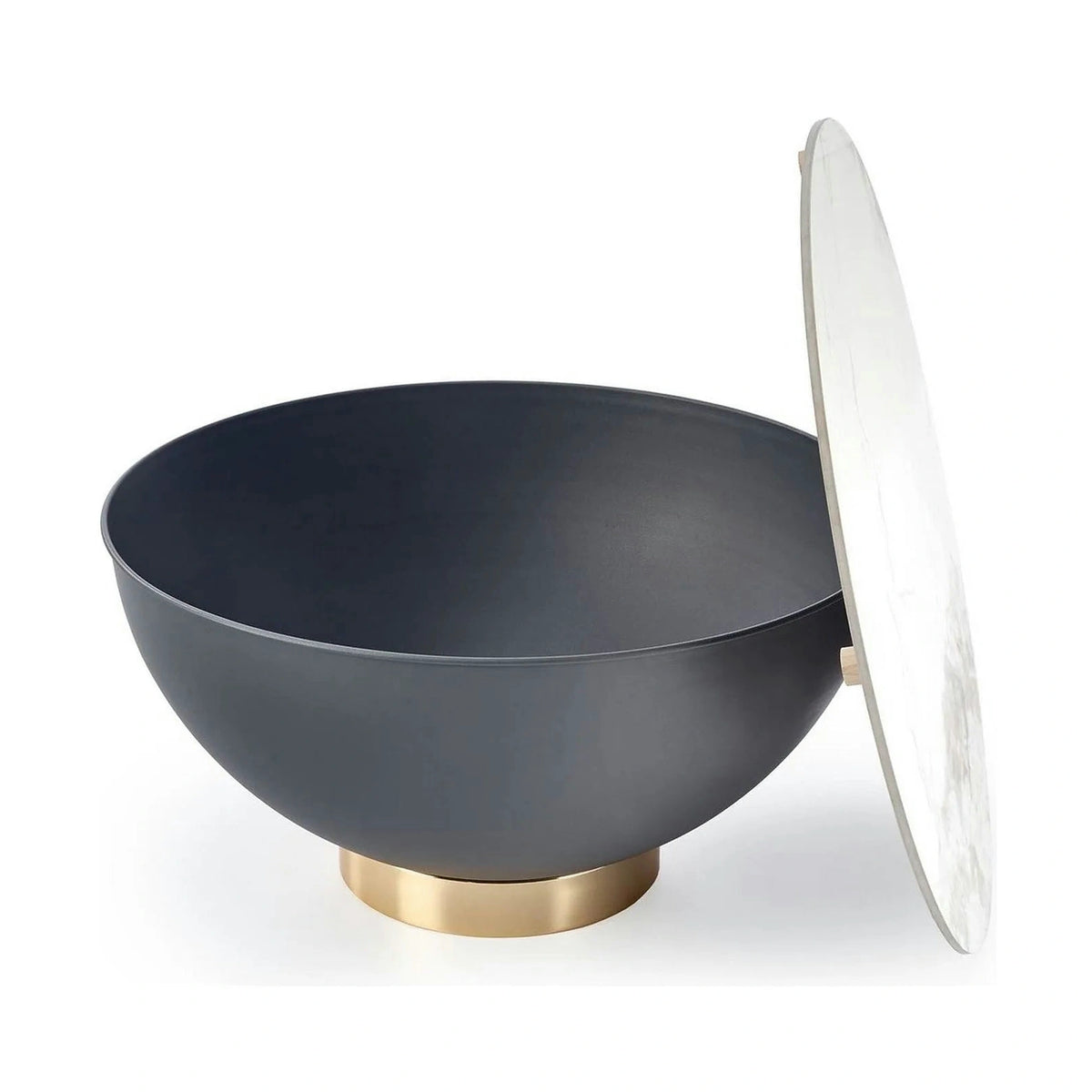 Masuta cafea CECILIA, alb cu efect de marmura/gri/auriu, ceramica/otel, 73x73x37 cm