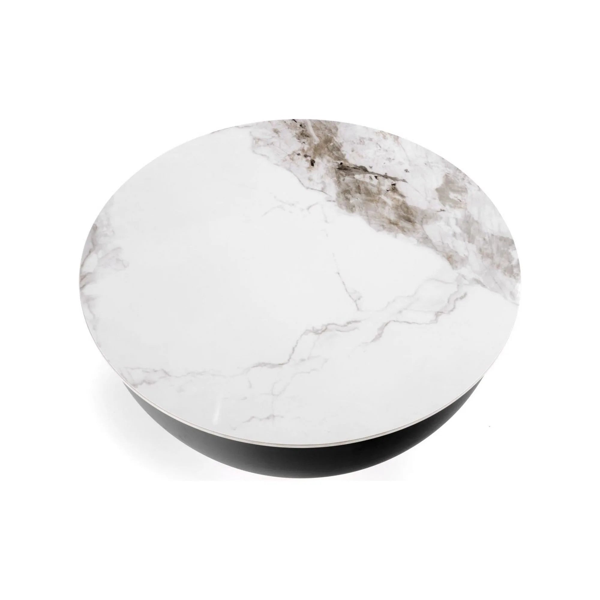 Masuta cafea CECILIA, alb cu efect de marmura/negru/auriu, ceramica/otel, 73x73x37 cm