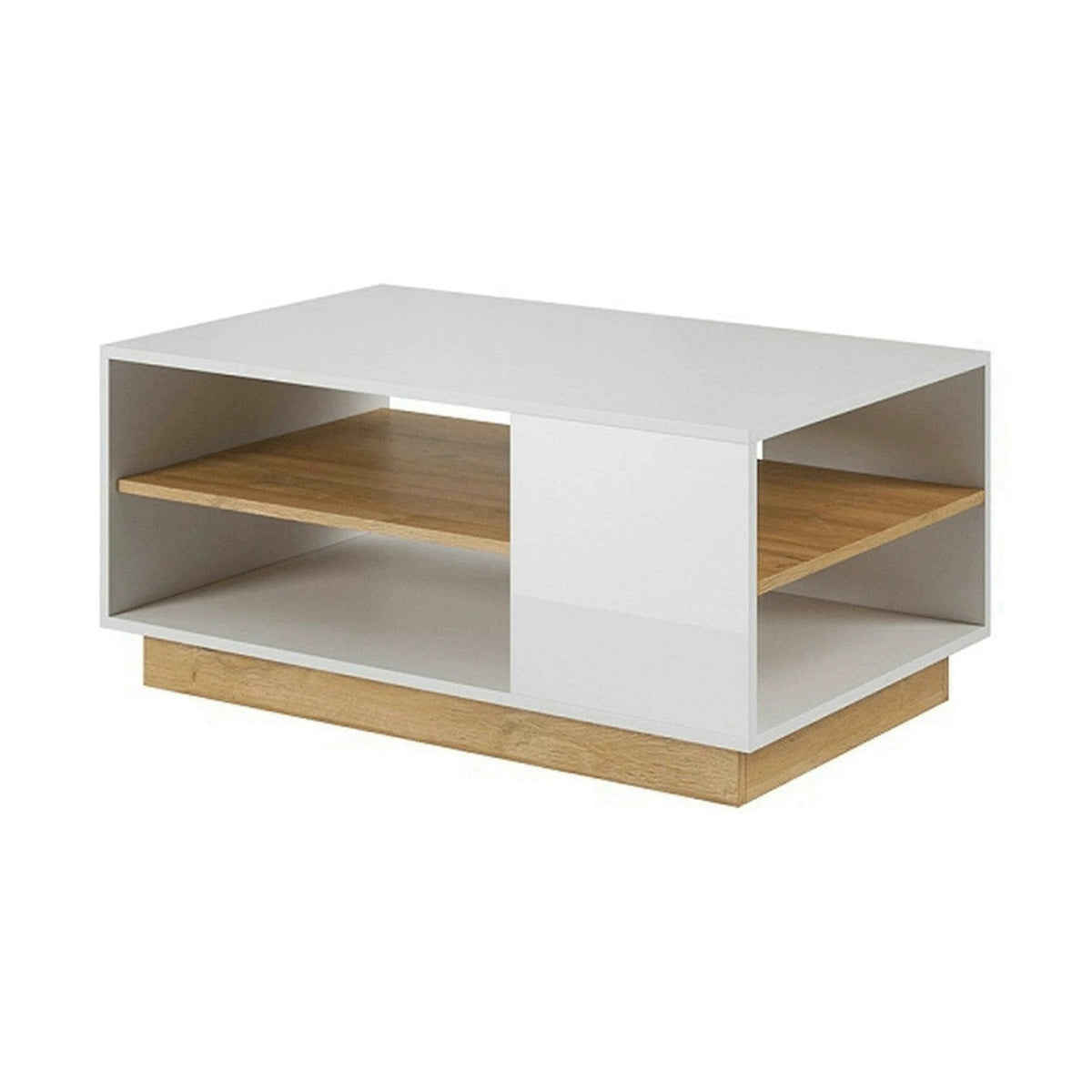 Masuta cafea CITY, alb/stejar deschis, PAL melaminat, 100x60x46 cm