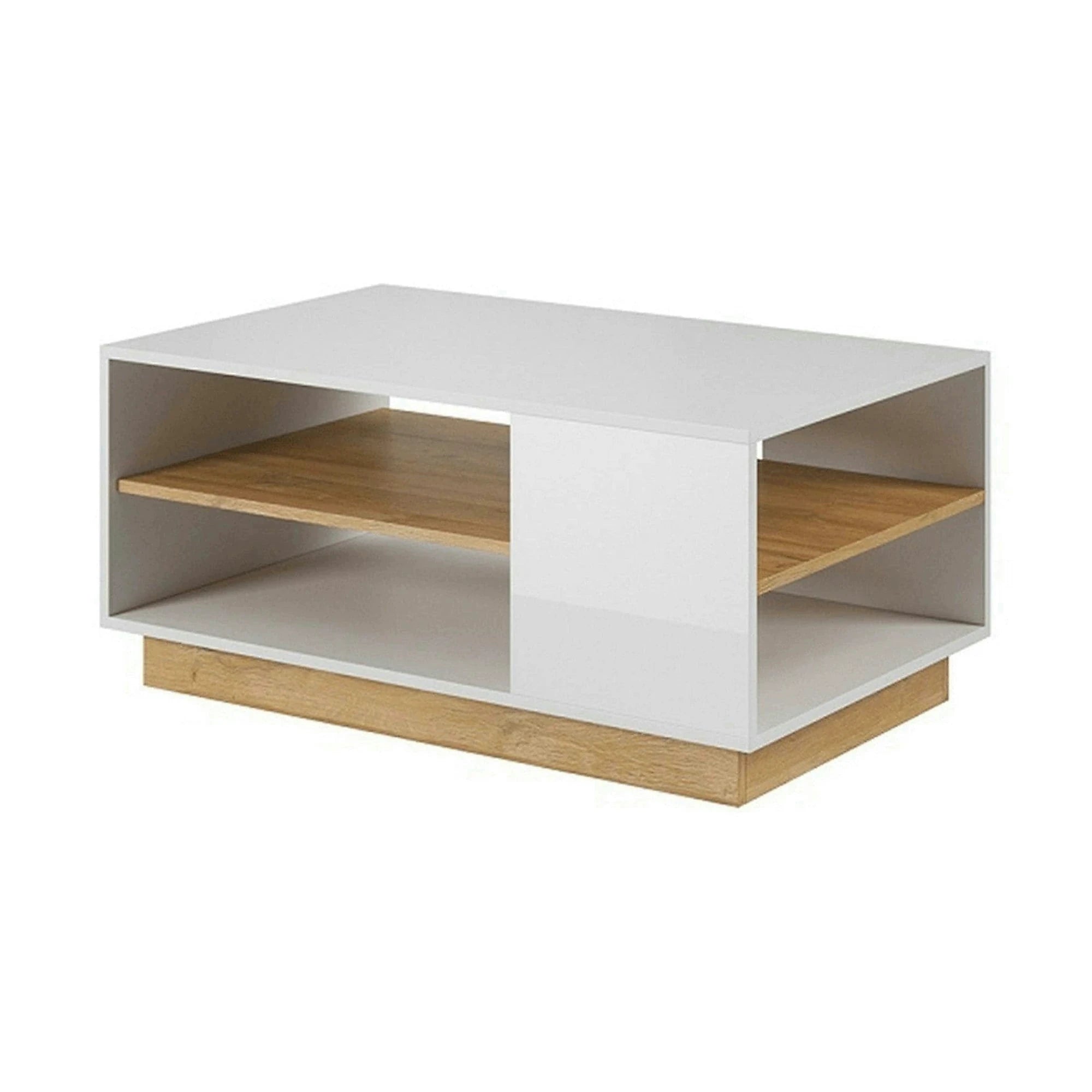 Masuta cafea CITY, alb/stejar deschis, PAL melaminat, 100x60x46 cm
