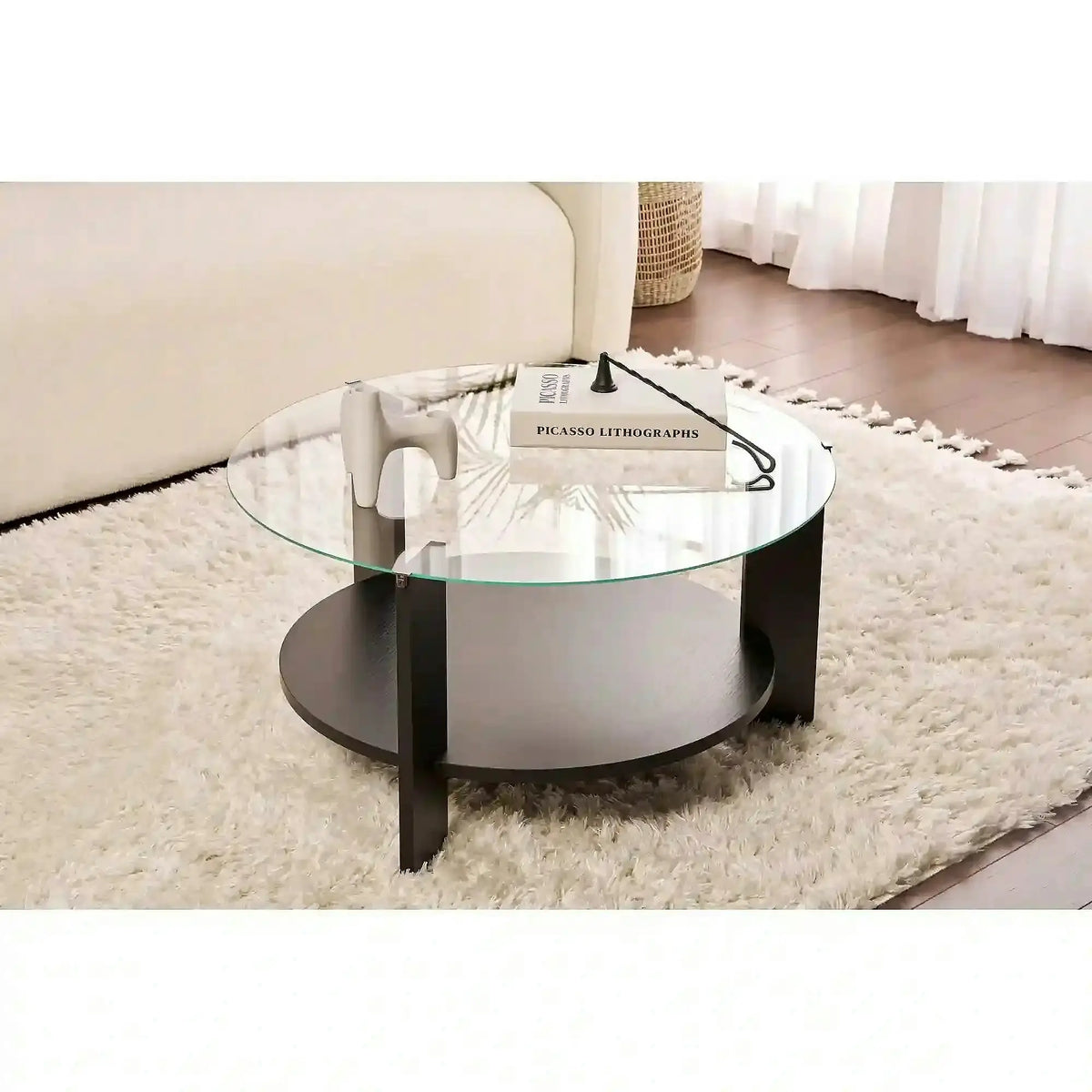 Masuta cafea CLARA, negru, PAL/sticla, 75x75x40 cm