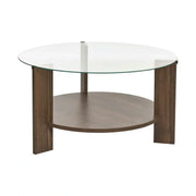 Masuta cafea CLARA, nuc, PAL/sticla, 75x75x40 cm