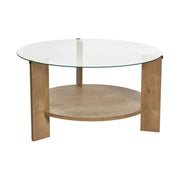 Masuta cafea CLARA, stejar, PAL/sticla, 75x75x40 cm