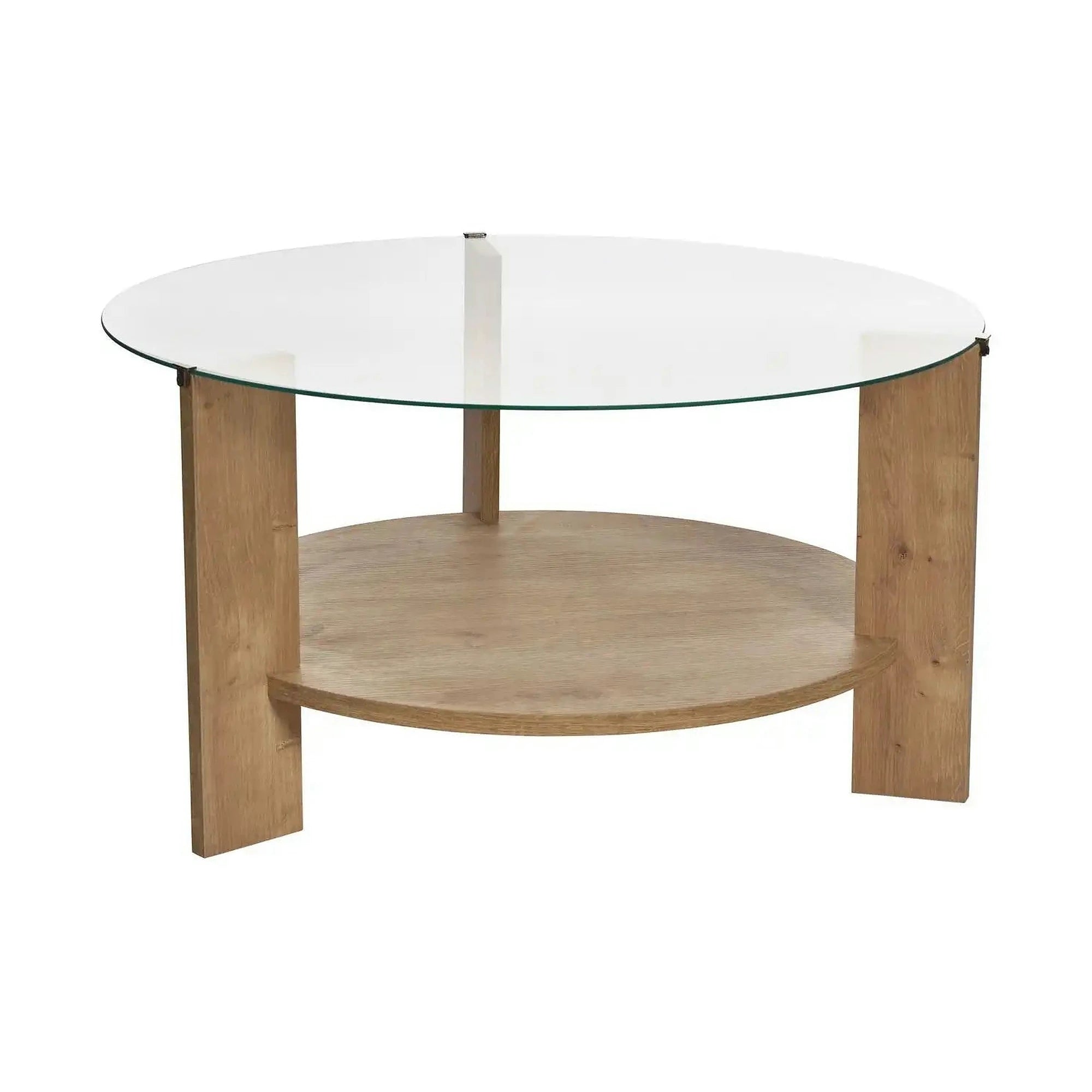 Masuta cafea CLARA, stejar, PAL/sticla, 75x75x40 cm
