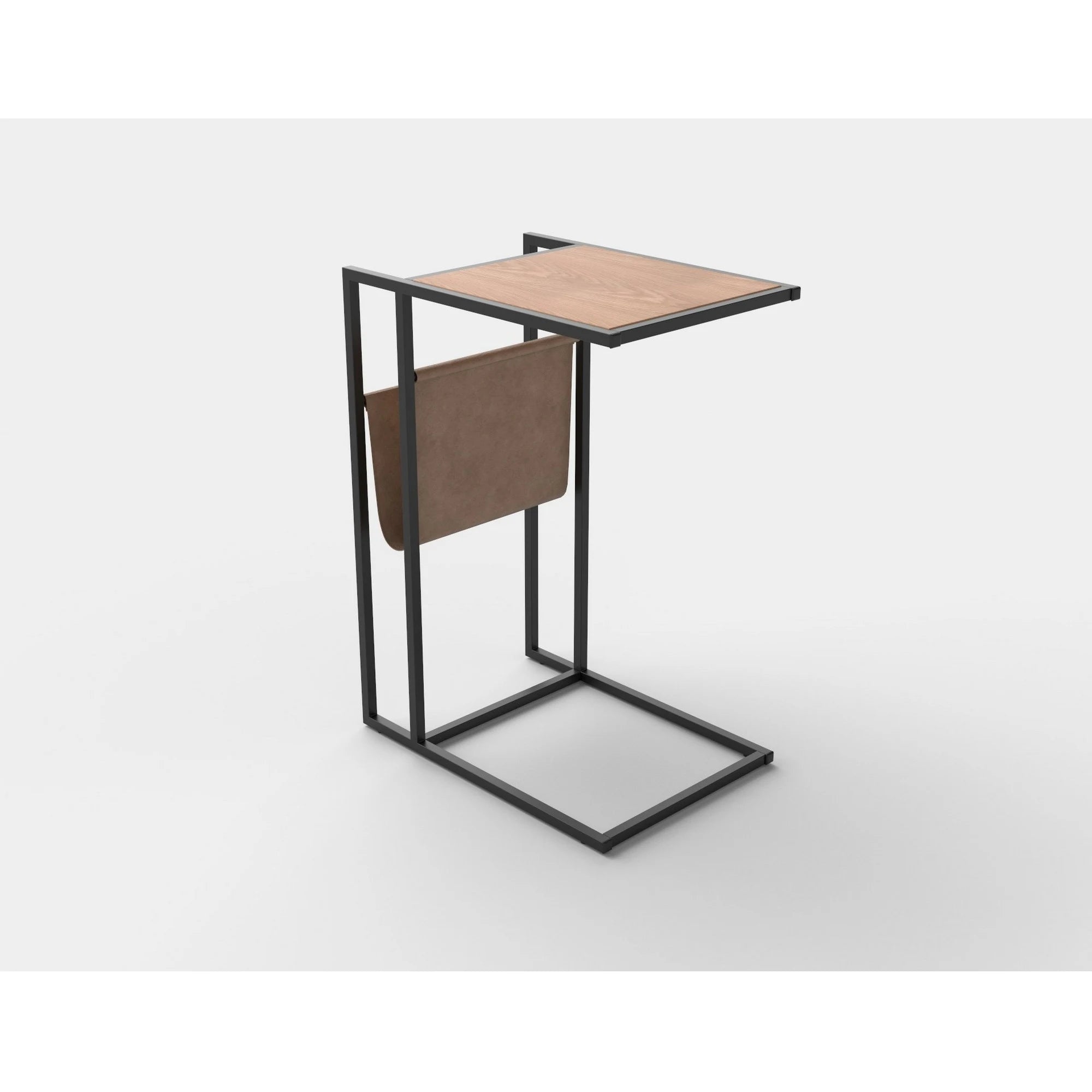 Masuta cafea COMPACT, stejar auriu/negru, otel/piele ecologica, 47x33x65 cm