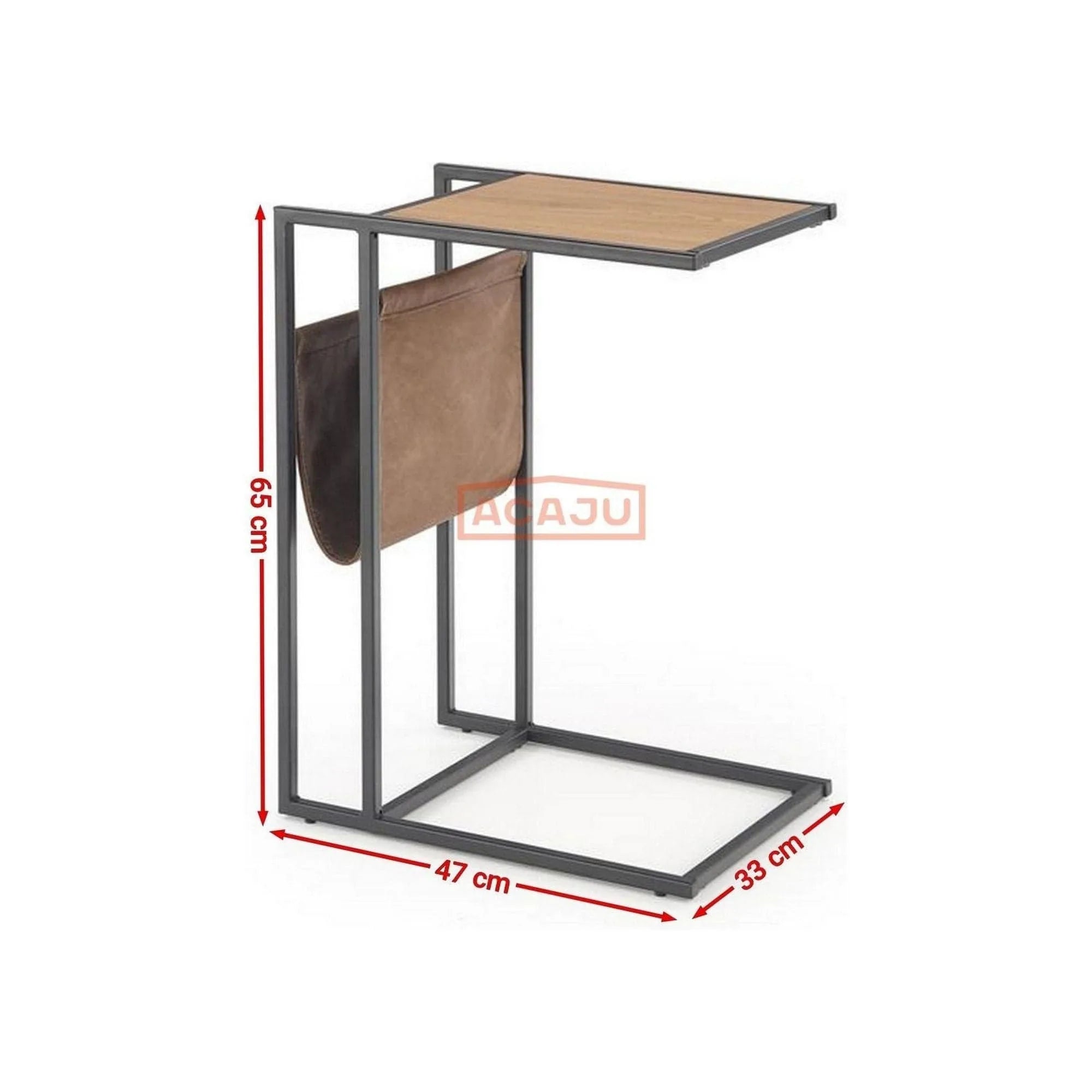 Masuta cafea COMPACT, stejar auriu/negru, otel/piele ecologica, 47x33x65 cm