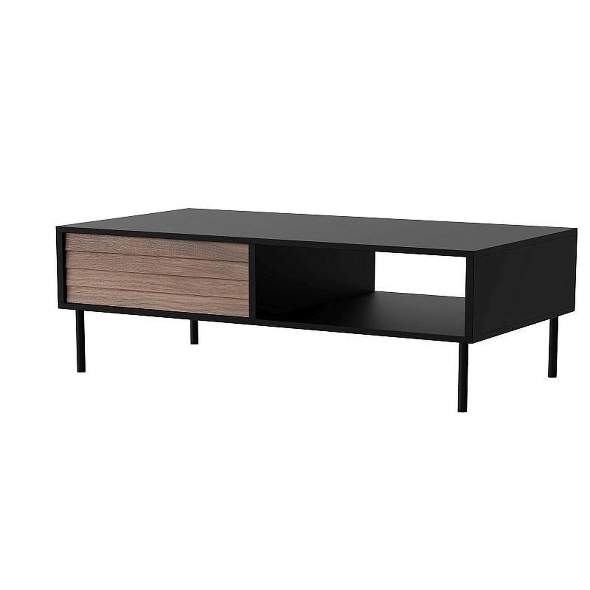 Masuta cafea CORTINA, negru/nuc, PAL/metal, 100x55x45 cm
