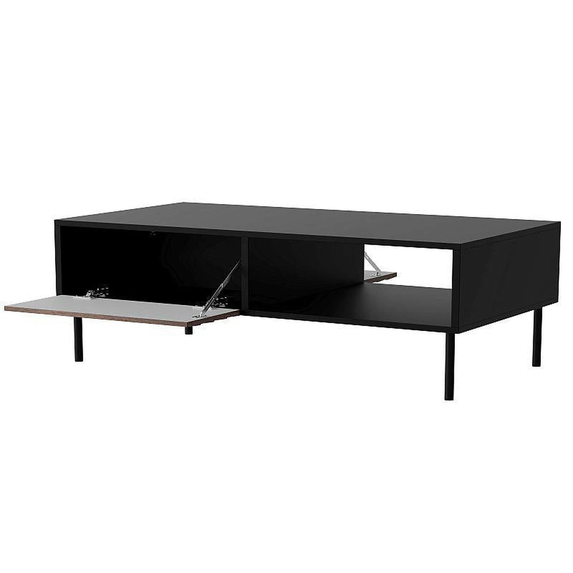 Masuta cafea CORTINA, negru/nuc, PAL/metal, 100x55x45 cm