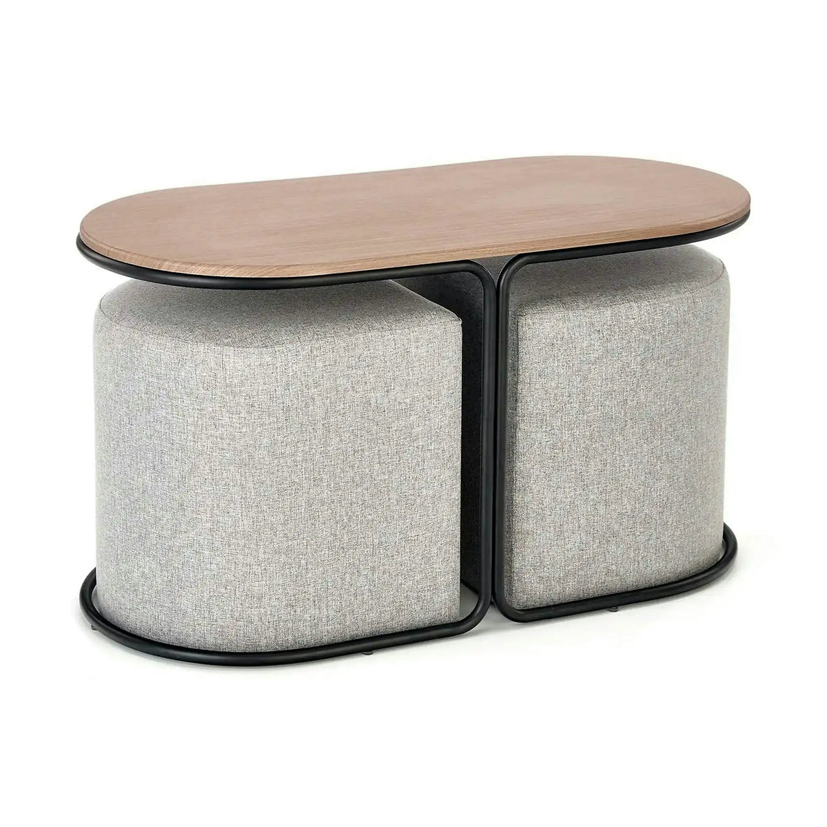 Masuta cafea cu tabureti PAMPA, nuc/gri, 88x43x49 cm