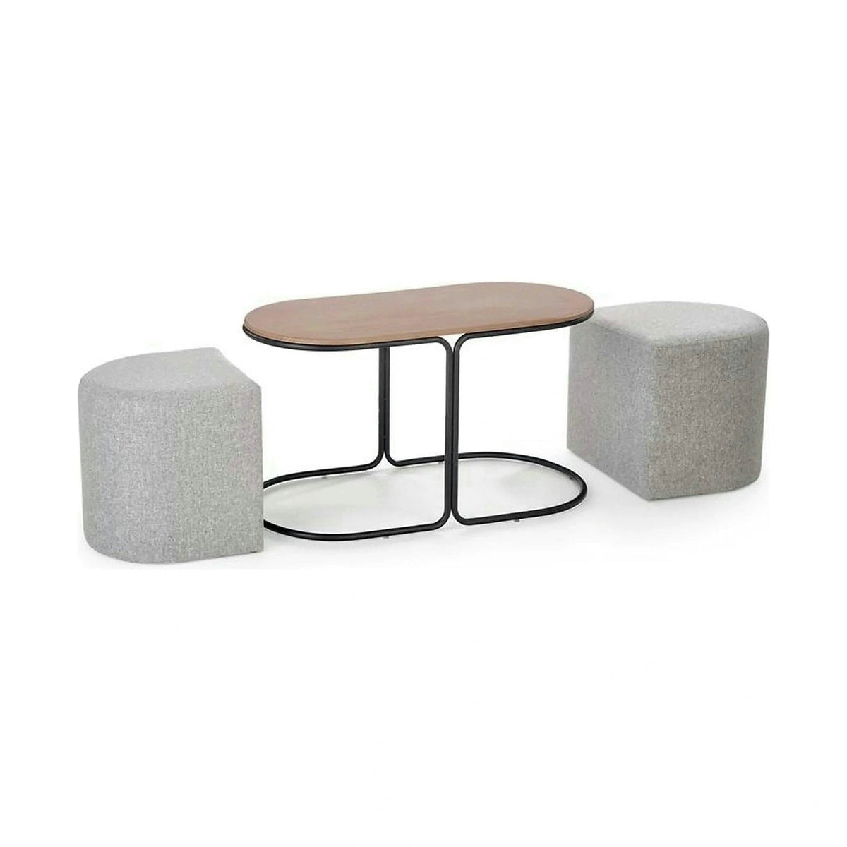 Masuta cafea cu tabureti PAMPA, nuc/gri, 88x43x49 cm
