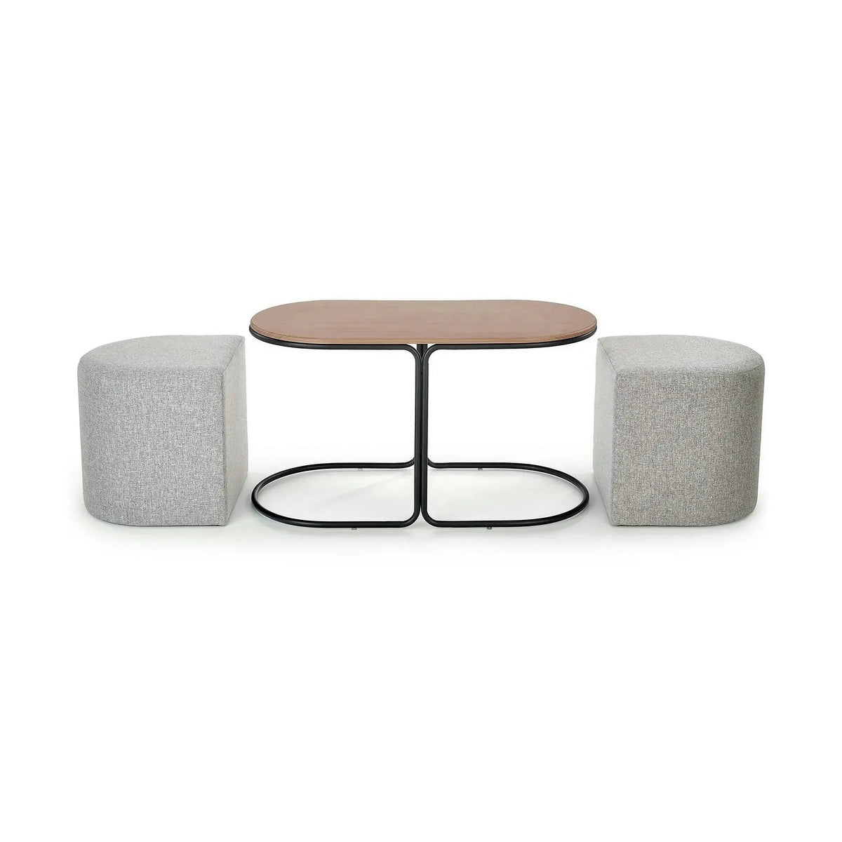 Masuta cafea cu tabureti PAMPA, nuc/gri, 88x43x49 cm