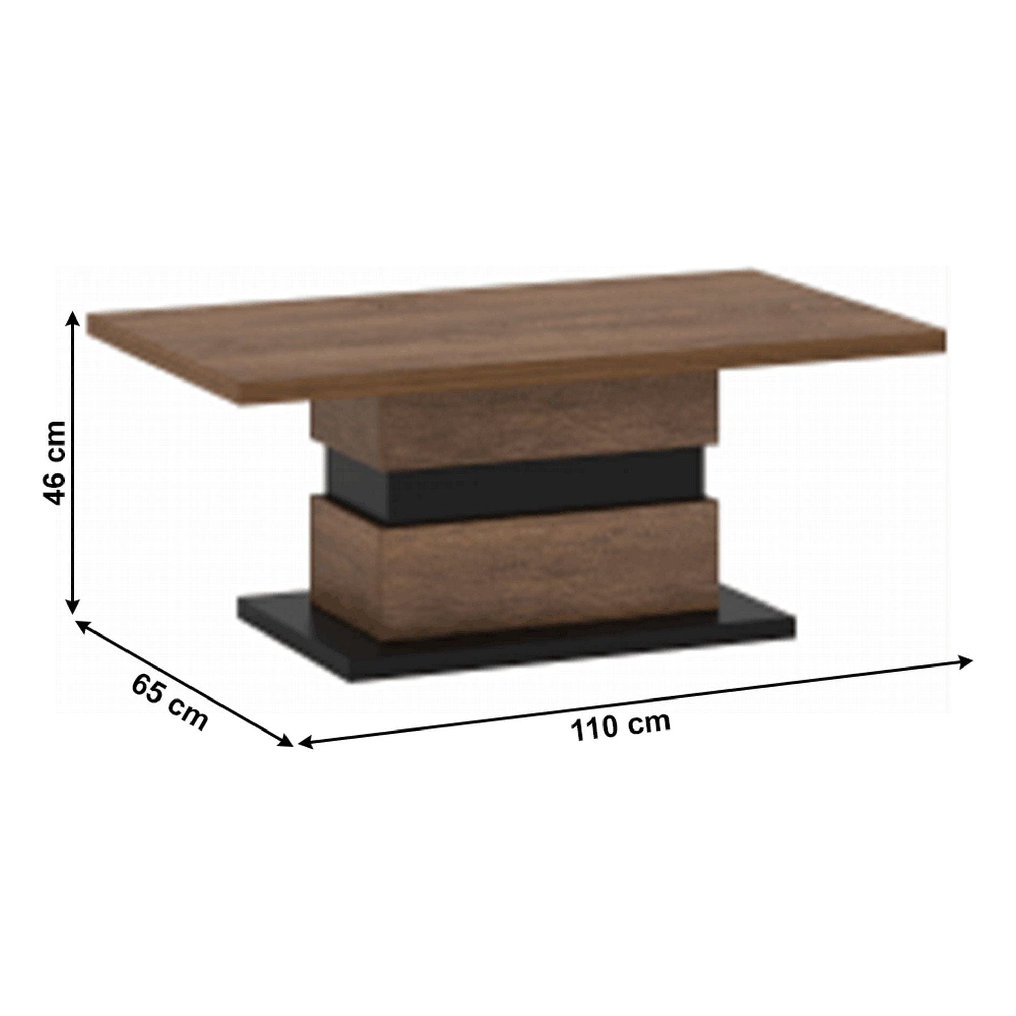 Masuta cafea DELIS T, stejar/negru, DTD laminat, 110x65x46 cm