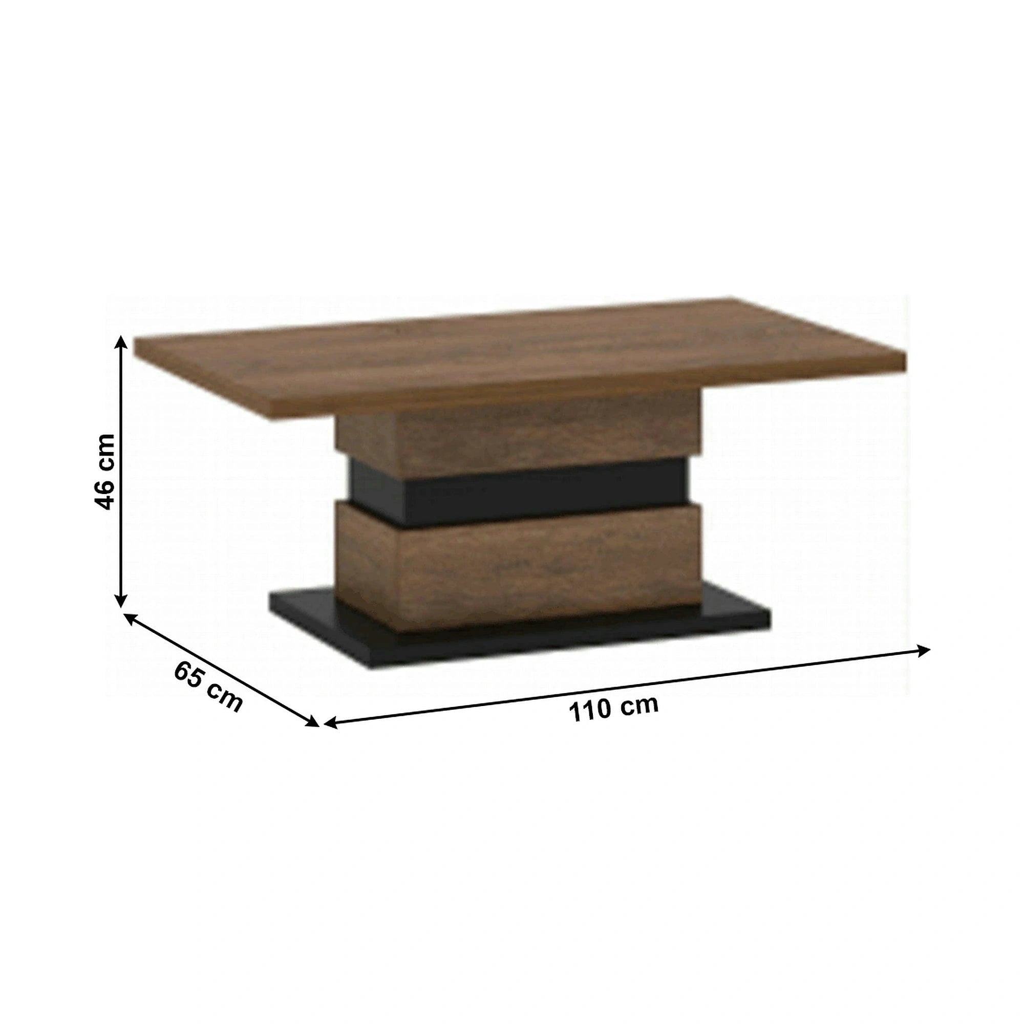 Masuta cafea DELIS T, stejar/negru, DTD laminat, 110x65x46 cm