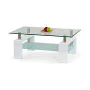 Masuta cafea DIANA H, transparent/alb, 110x60x55 cm
