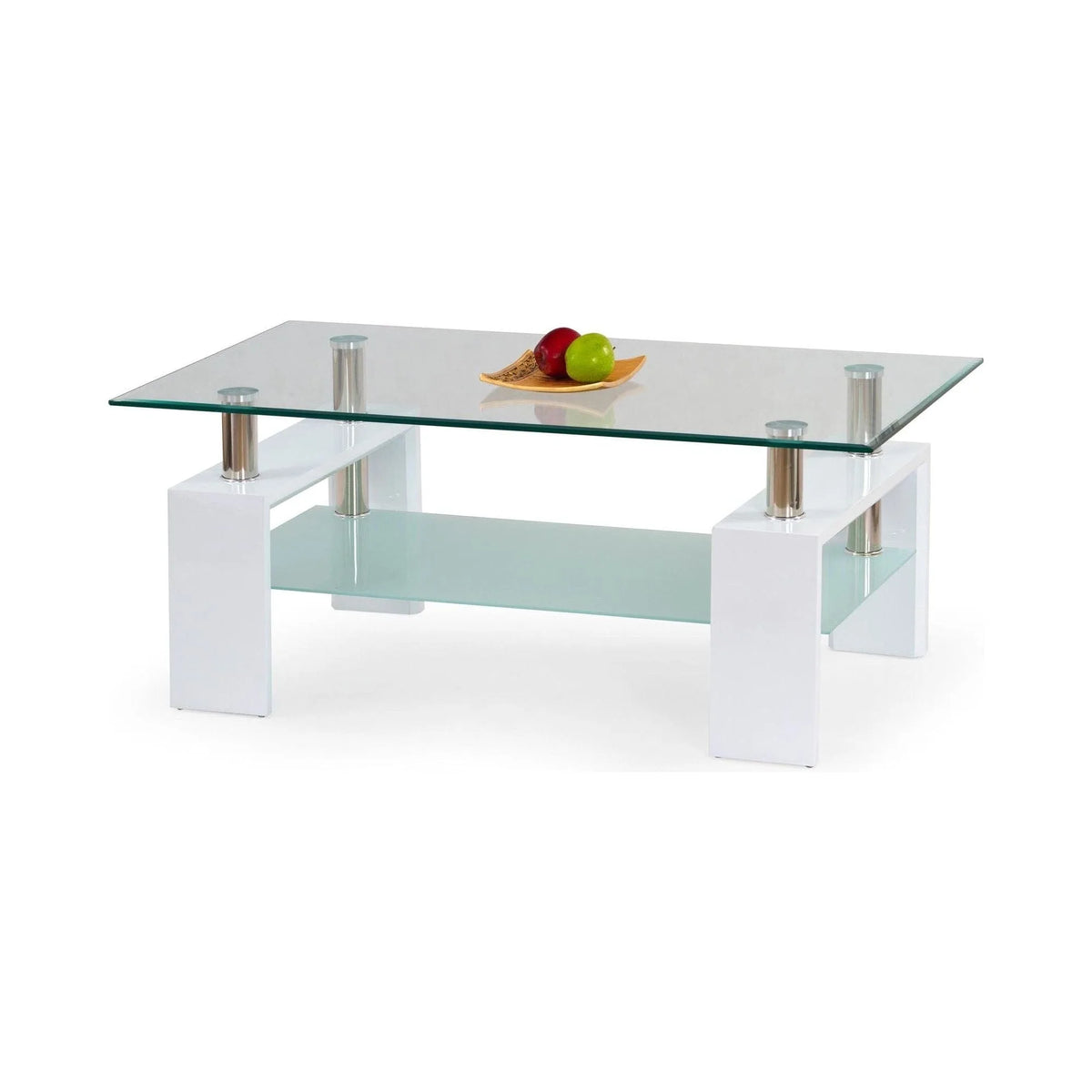 Masuta cafea DIANA H, transparent/alb, 110x60x55 cm