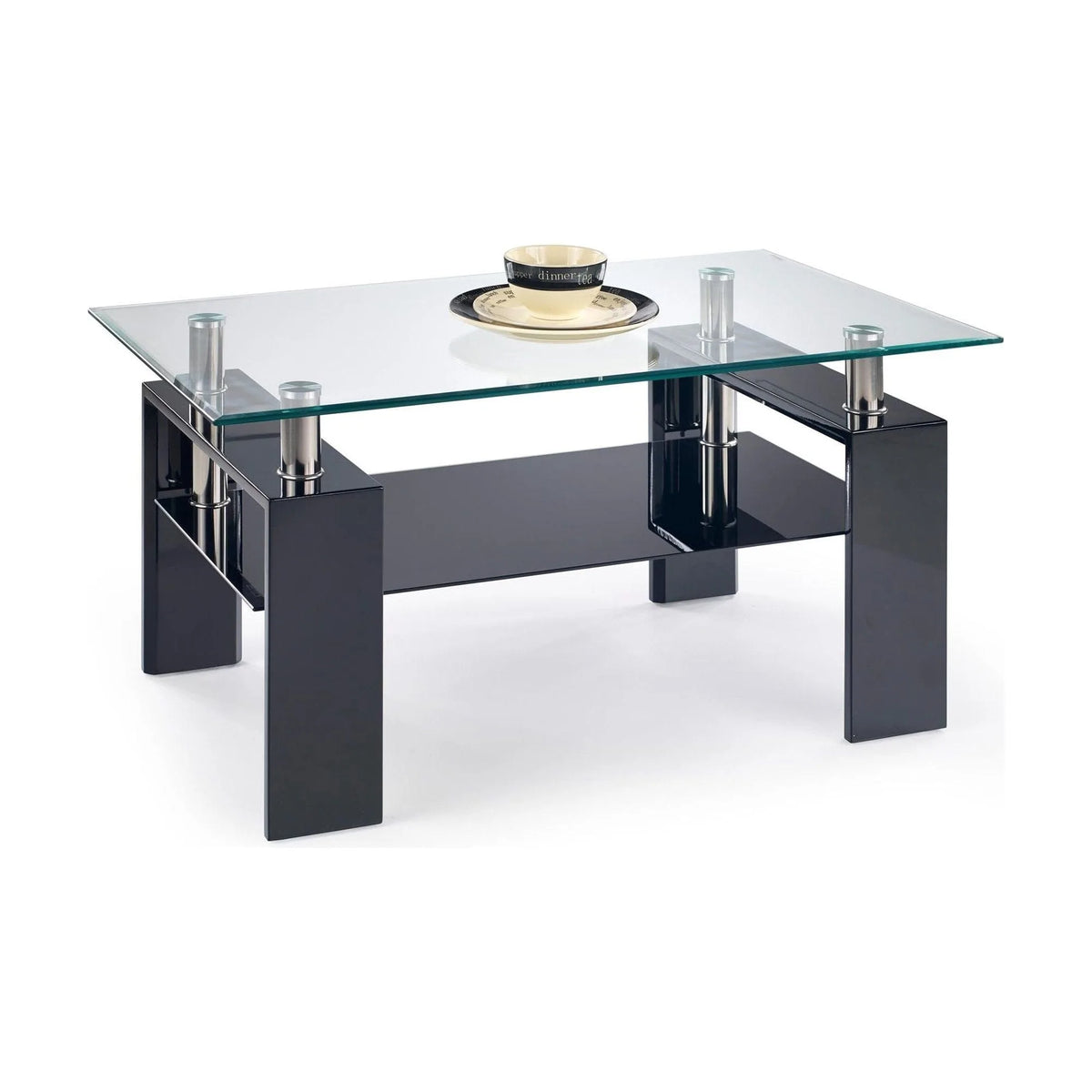 Masuta cafea DIANA H, transparent/negru, 110x60x55 cm