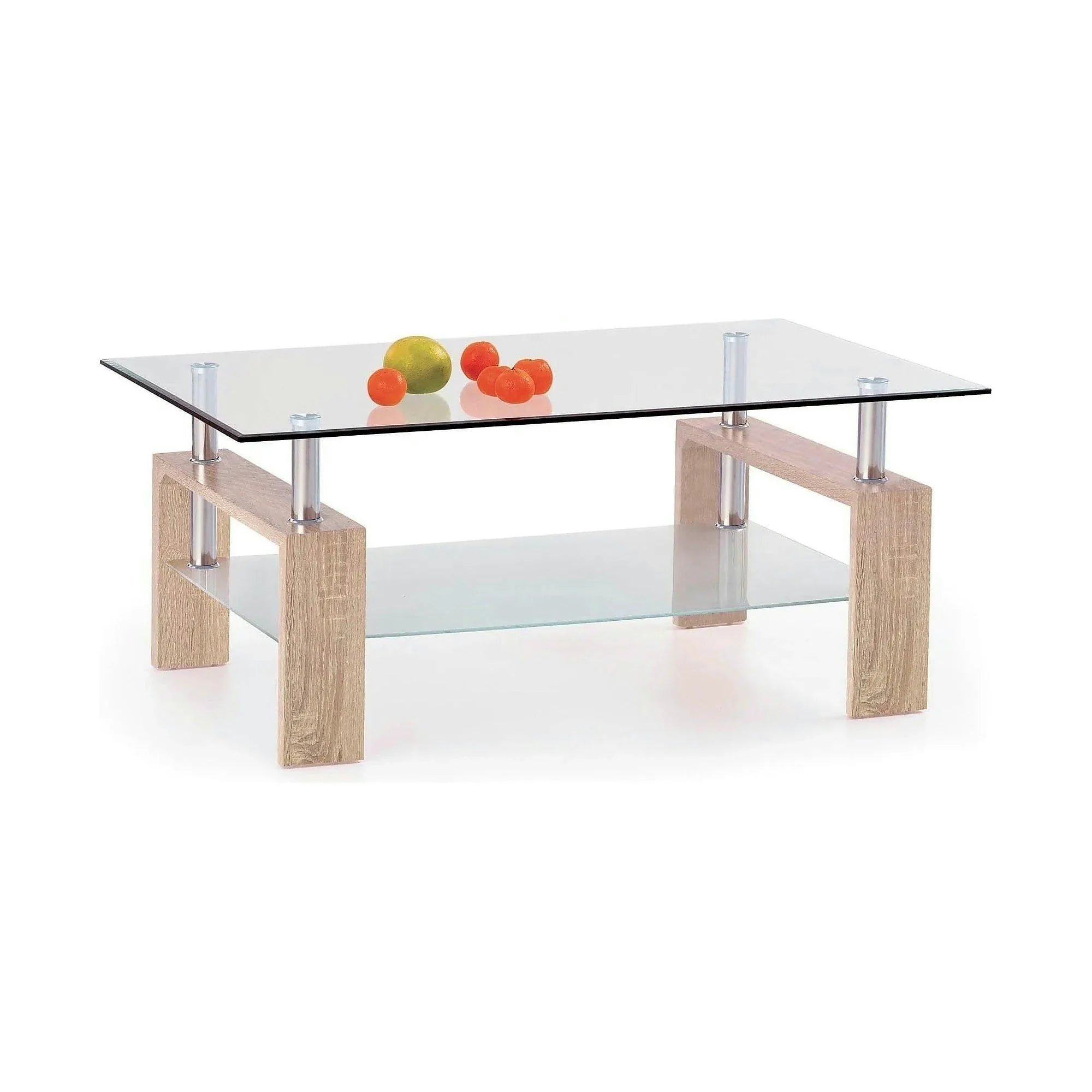 Masuta cafea DIANA H, transparent/stejar sonoma, 110x60x55 cm