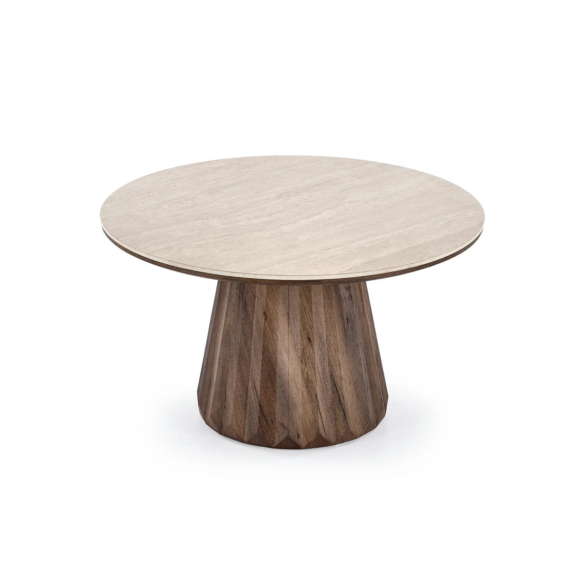 Masuta cafea DIAVOLA, travertin/nuc, 80x47 cm