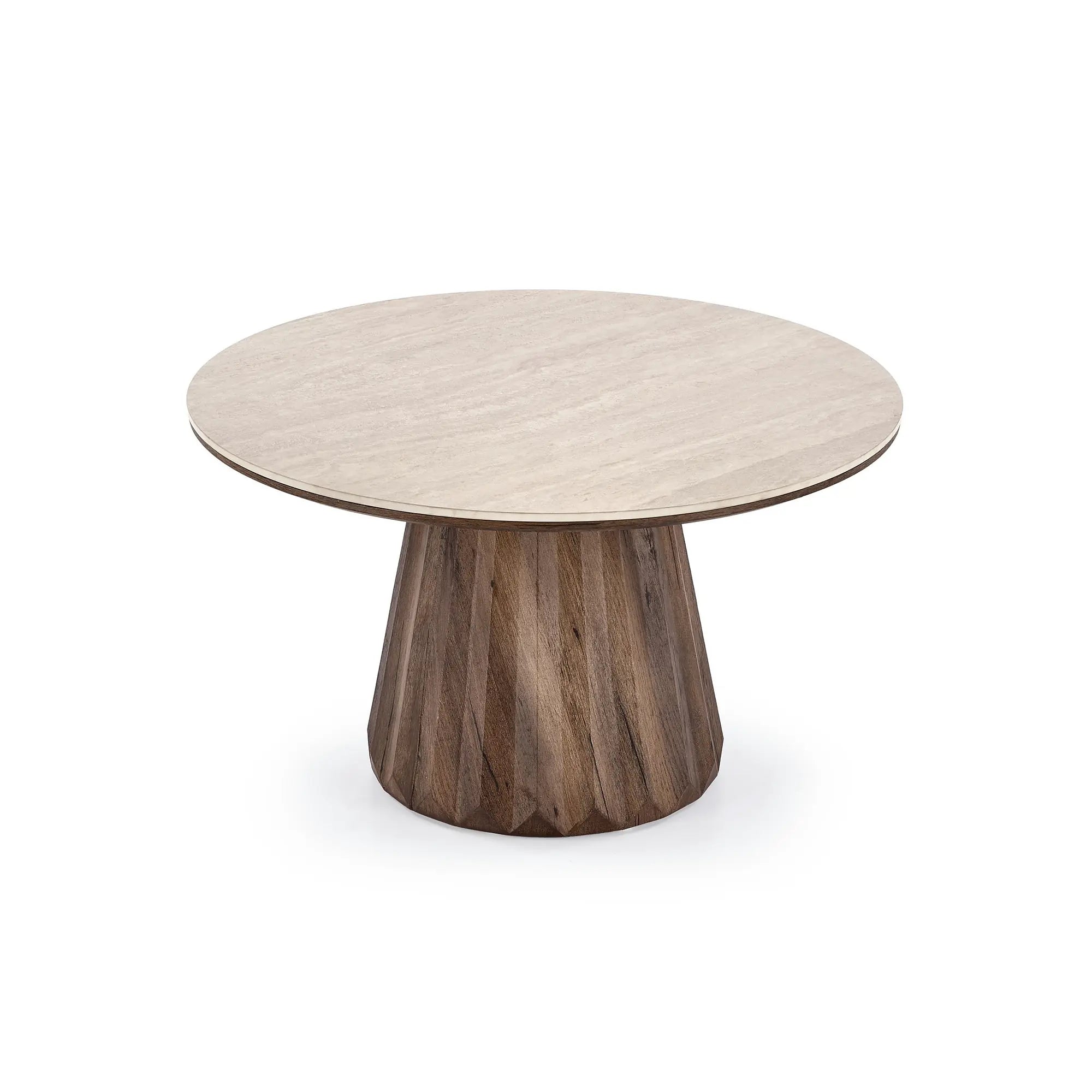 Masuta cafea DIAVOLA, travertin/nuc, 80x47 cm