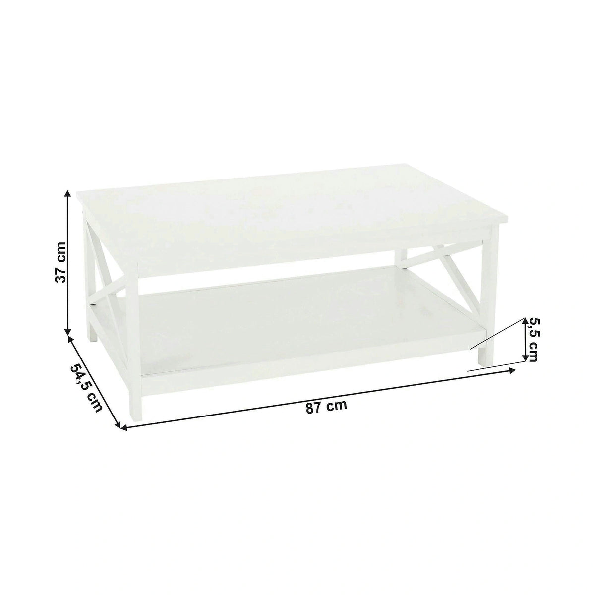 Masuta cafea EDRIA, alb, 87x55x37 cm