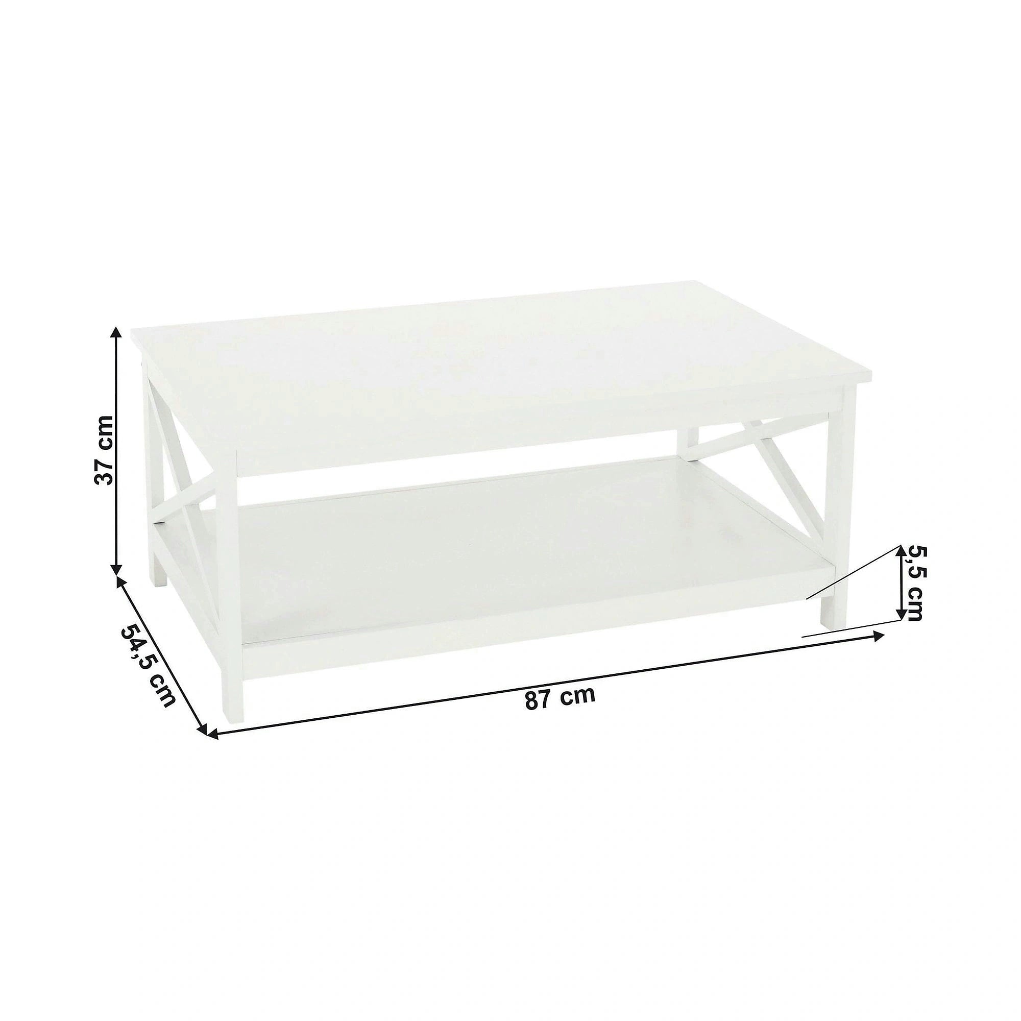 Masuta cafea EDRIA, alb, 87x55x37 cm