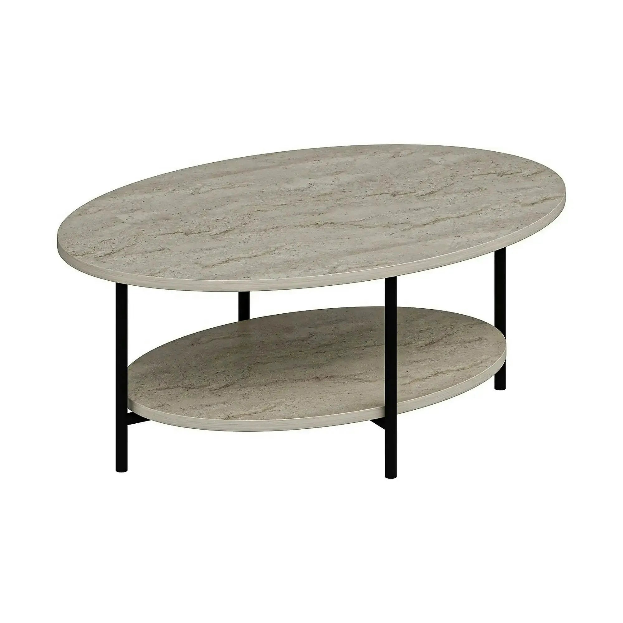 Masuta cafea ELIS, bej cu efect de marmura, PAL melaminat, 90x60x36 cm