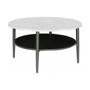 Masuta cafea ELLA A, alb cu efect de marmura/negru mat, PAL/metal, 80x45 cm