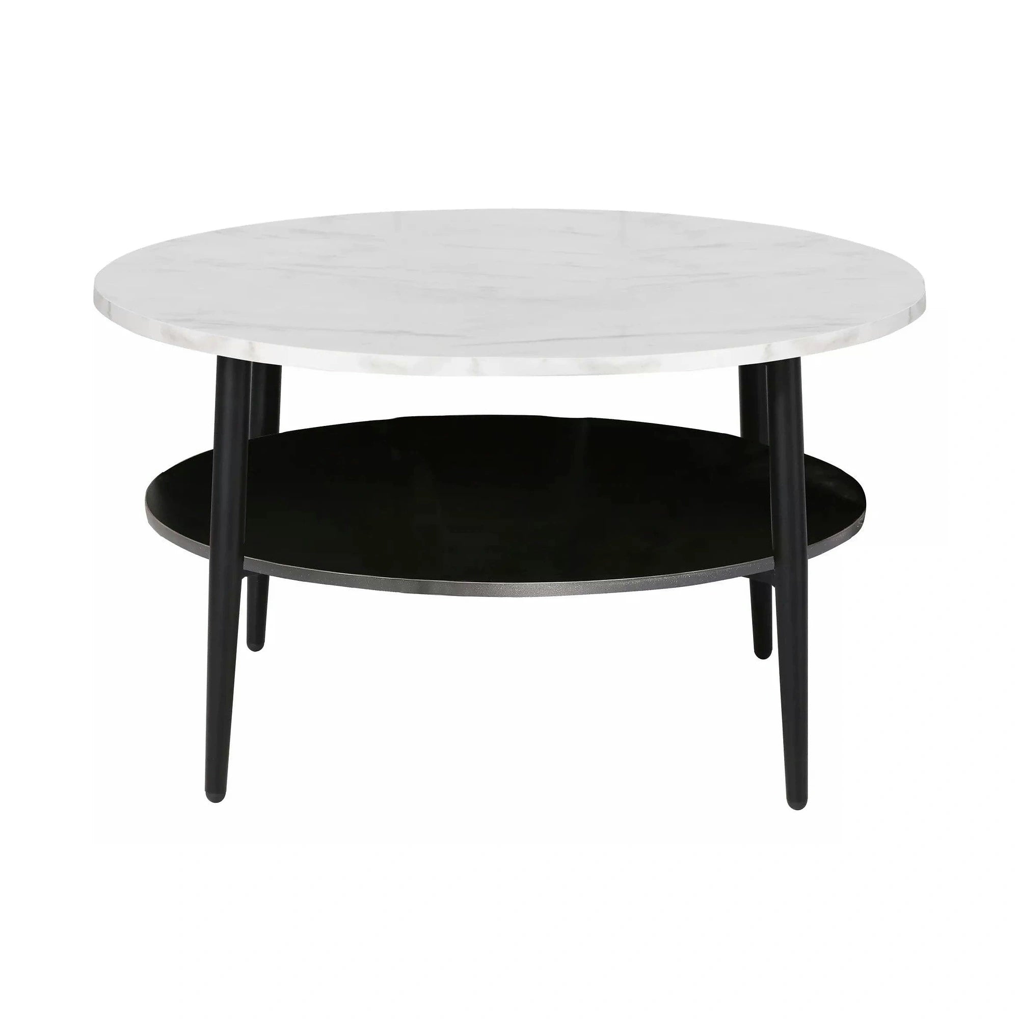 Masuta cafea ELLA A, alb cu efect de marmura/negru mat, PAL/metal, 80x45 cm