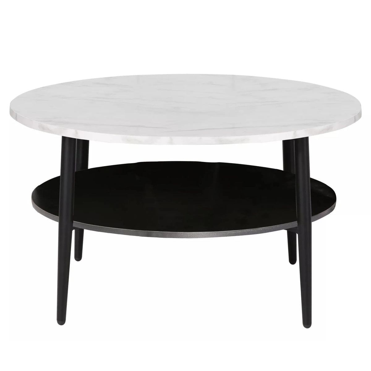 Masuta cafea ELLA A, alb cu efect de marmura/negru mat, PAL/metal, 80x45 cm