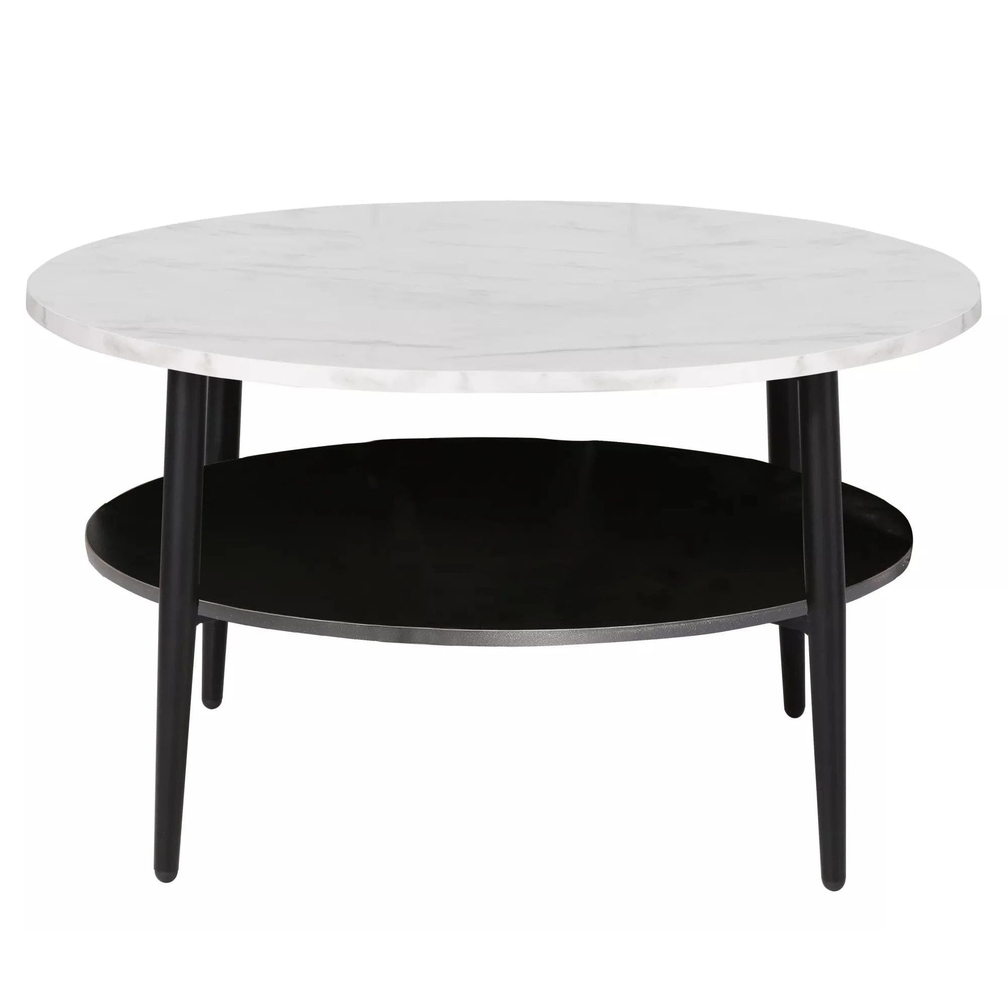 Masuta cafea ELLA A, alb cu efect de marmura/negru mat, PAL/metal, 80x45 cm