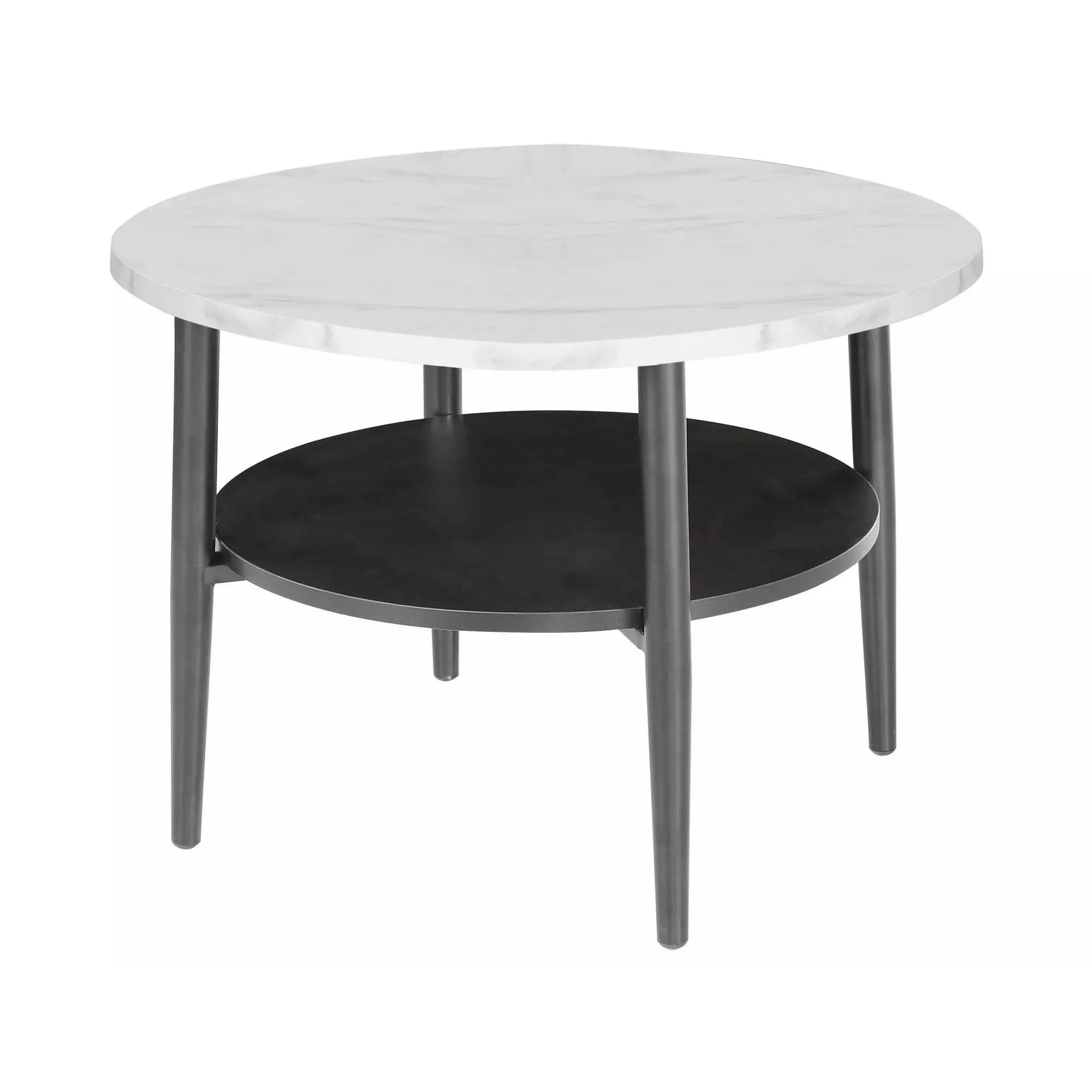 Masuta cafea ELLA B, alb cu efect de marmura/negru mat, PAL/metal, 60x45 cm