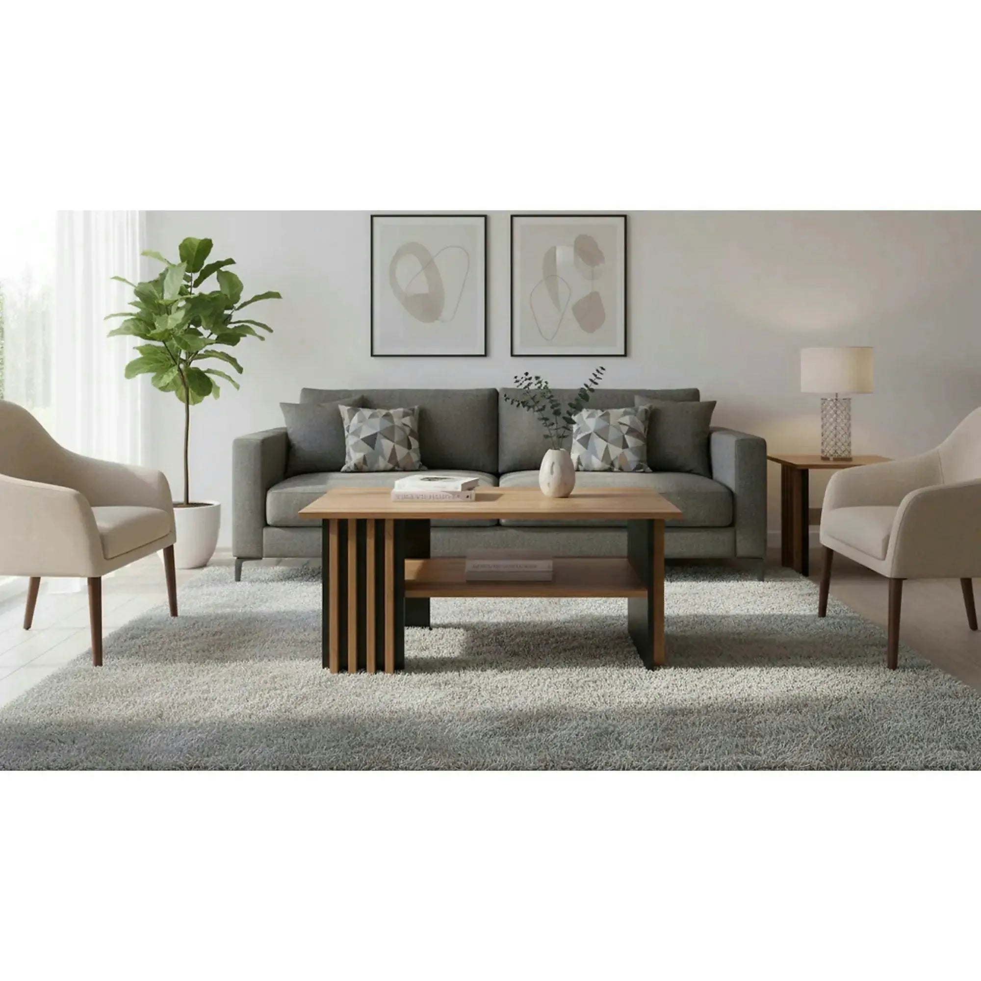 Masuta cafea EVITA, stejar artisan/negru, PAL laminat, 100x60x50 cm