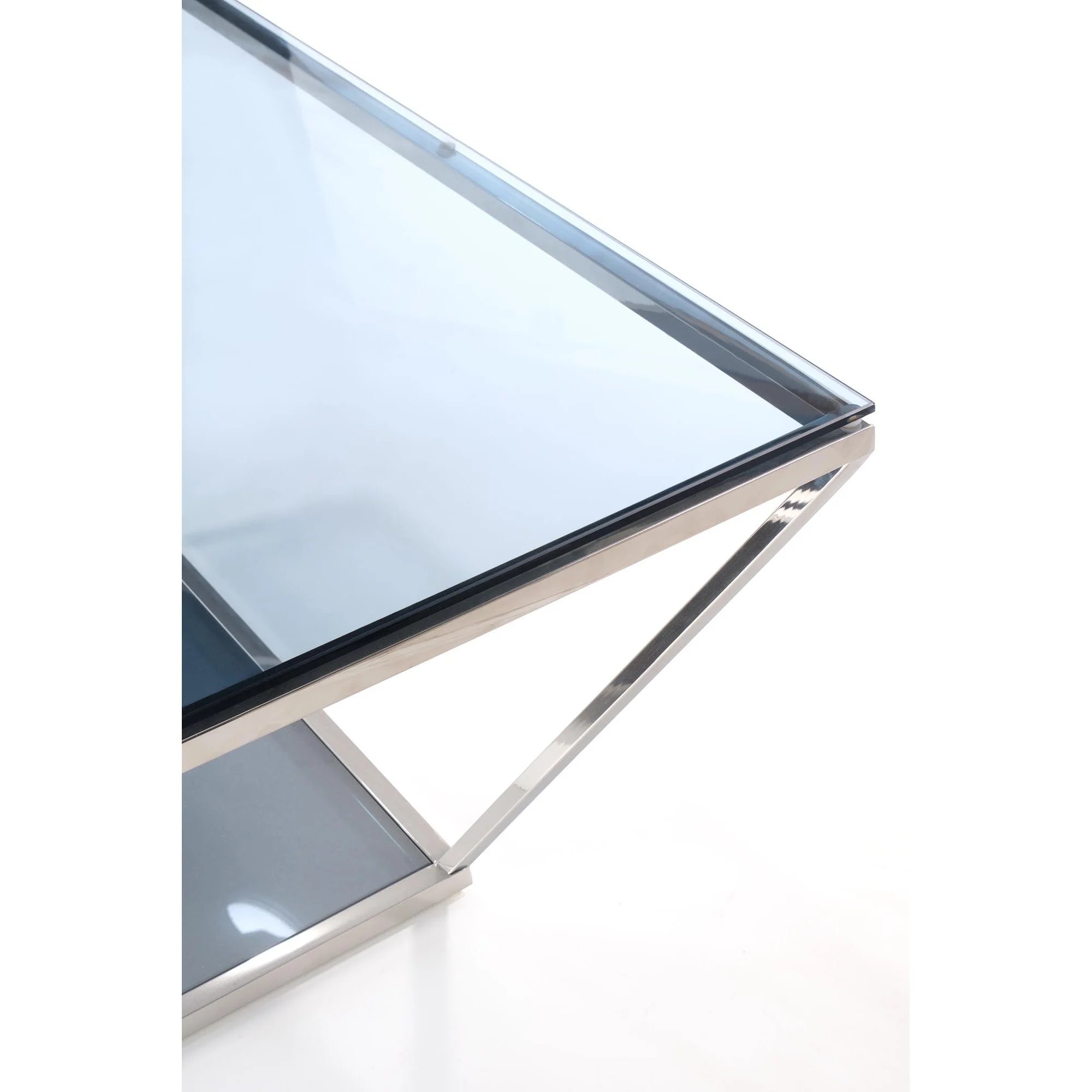 Masuta cafea FABIOLA, alb/argintiu, metal/sticla, 100x100x45 cm