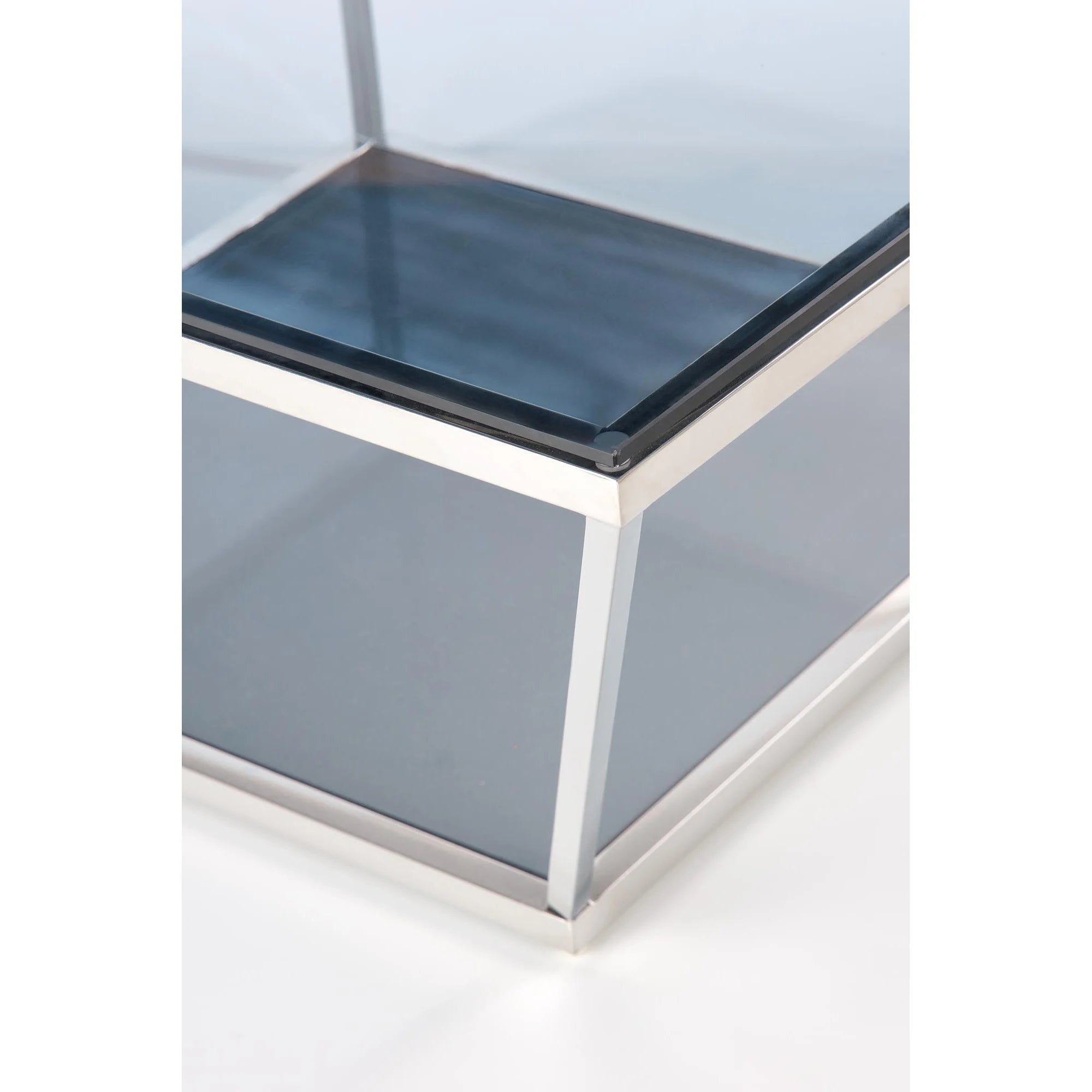 Masuta cafea FABIOLA, alb/argintiu, metal/sticla, 100x100x45 cm