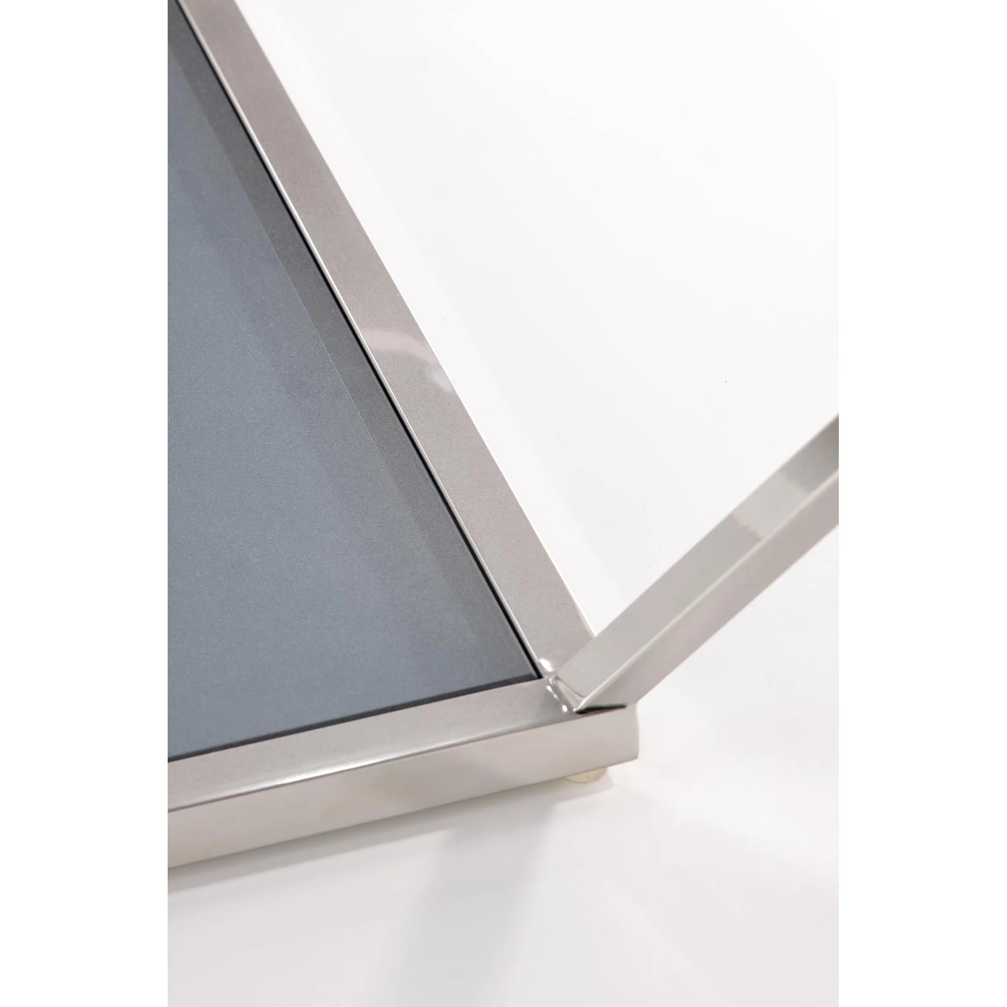 Masuta cafea FABIOLA, alb/argintiu, metal/sticla, 100x100x45 cm