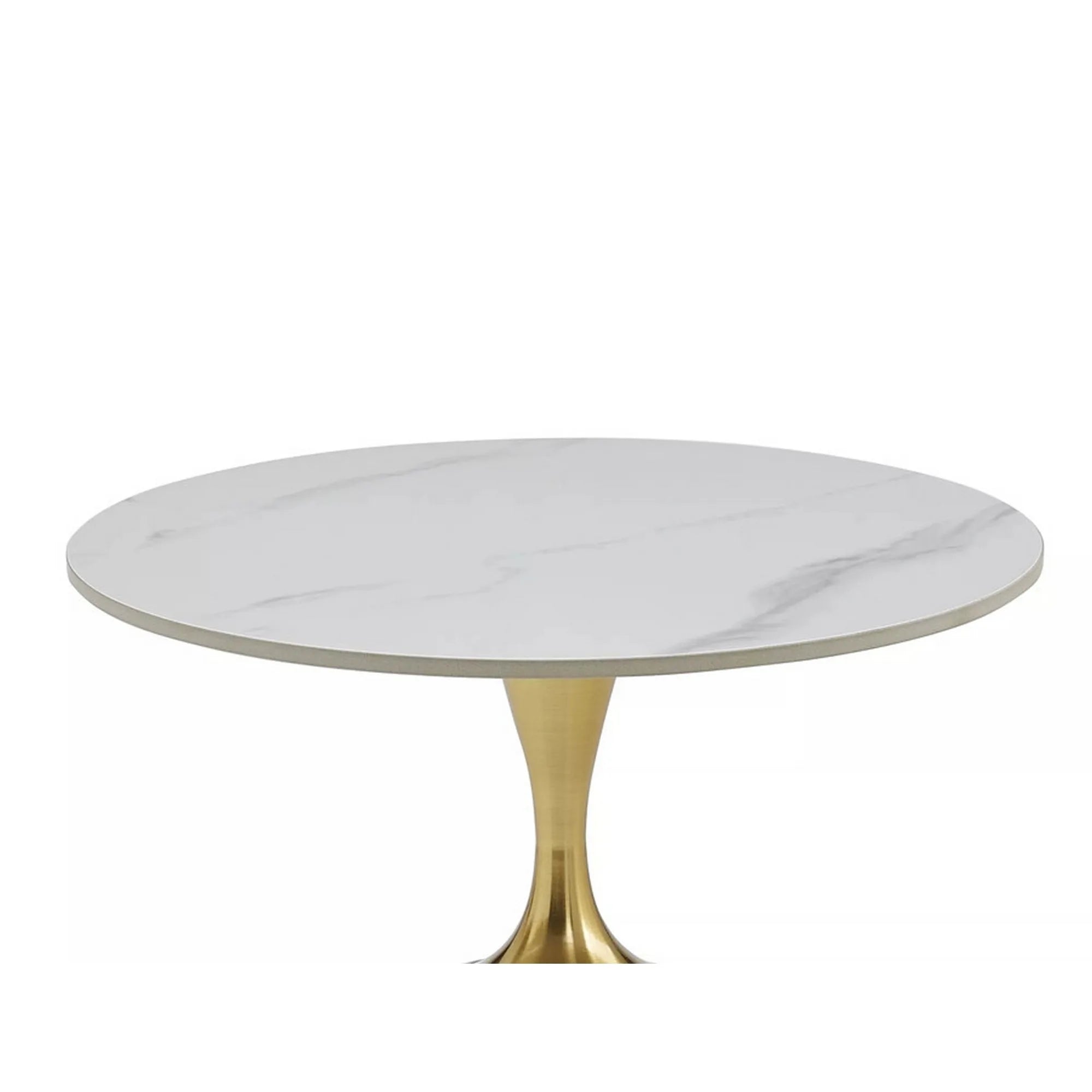 Masuta cafea FAMA, alb cu imprimeu marmura/auriu, ceramica/metal, 50x59 cm